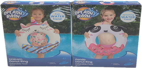 SPLASH BASH INFLATABLE FLOAT DONUT RING ASSORTED 19.5" AGE 4+
