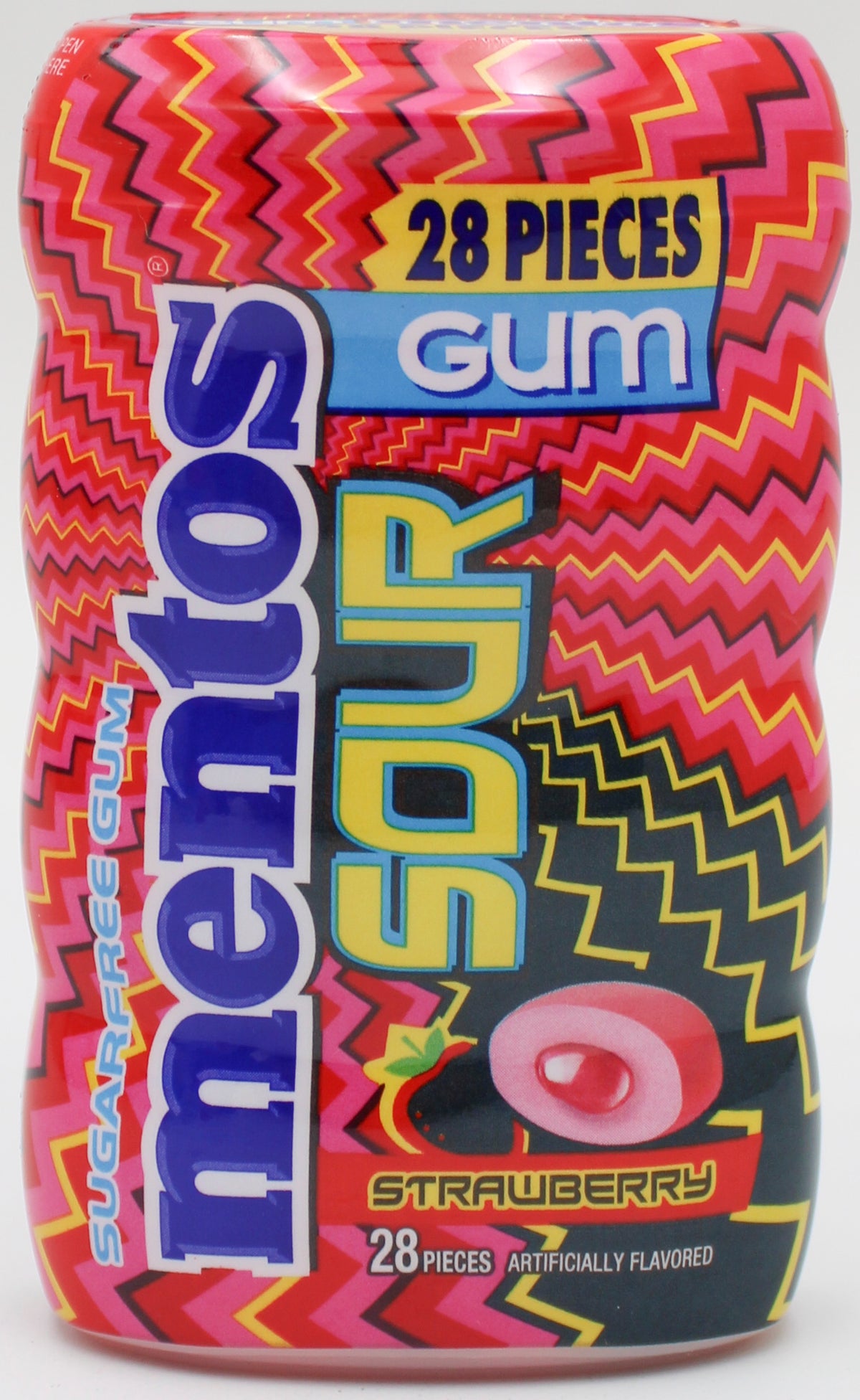 MENTOS GUM 28PC SOUR STRAWBERRY DISPLAY TRAY BB 1/1/27