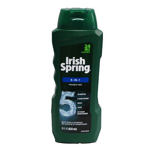 IRISH SPRING 5-IN-1 BODYWASH/SHAMPOO 18OZ NI