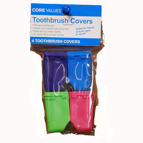CORE VALUES TOOTHBRUSH COVERS 4PK-ASST COLORS