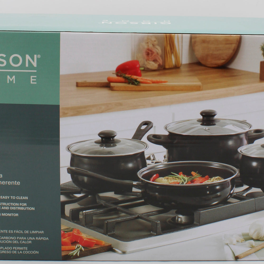 GIBSON EVERYDAY CHEF DU JOUR COOKWARE SET - BLACK 7pc NI
