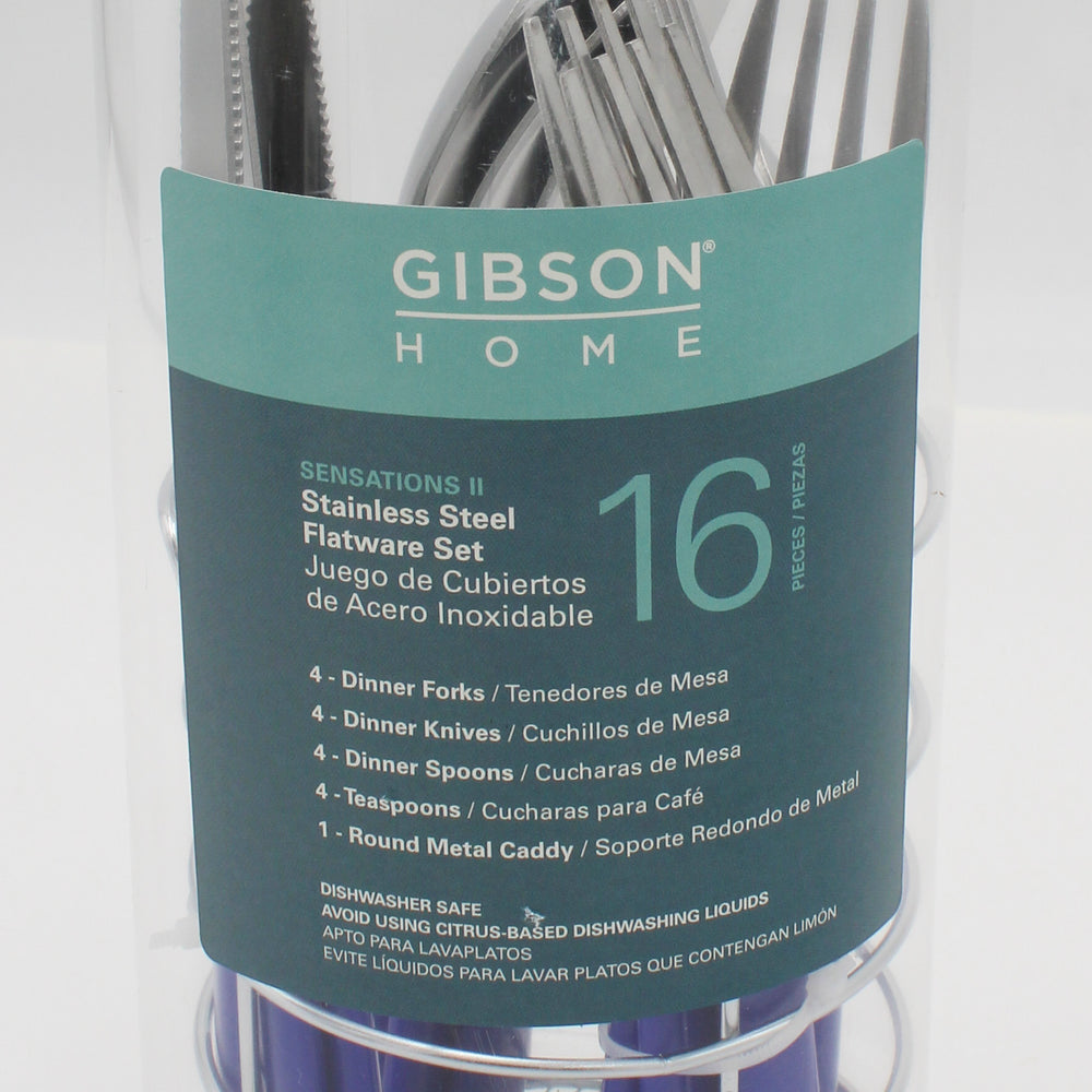 GIBSON EVERYDAY STAINLESS STEEL FLATWARE SET - COBALT 16pc NI