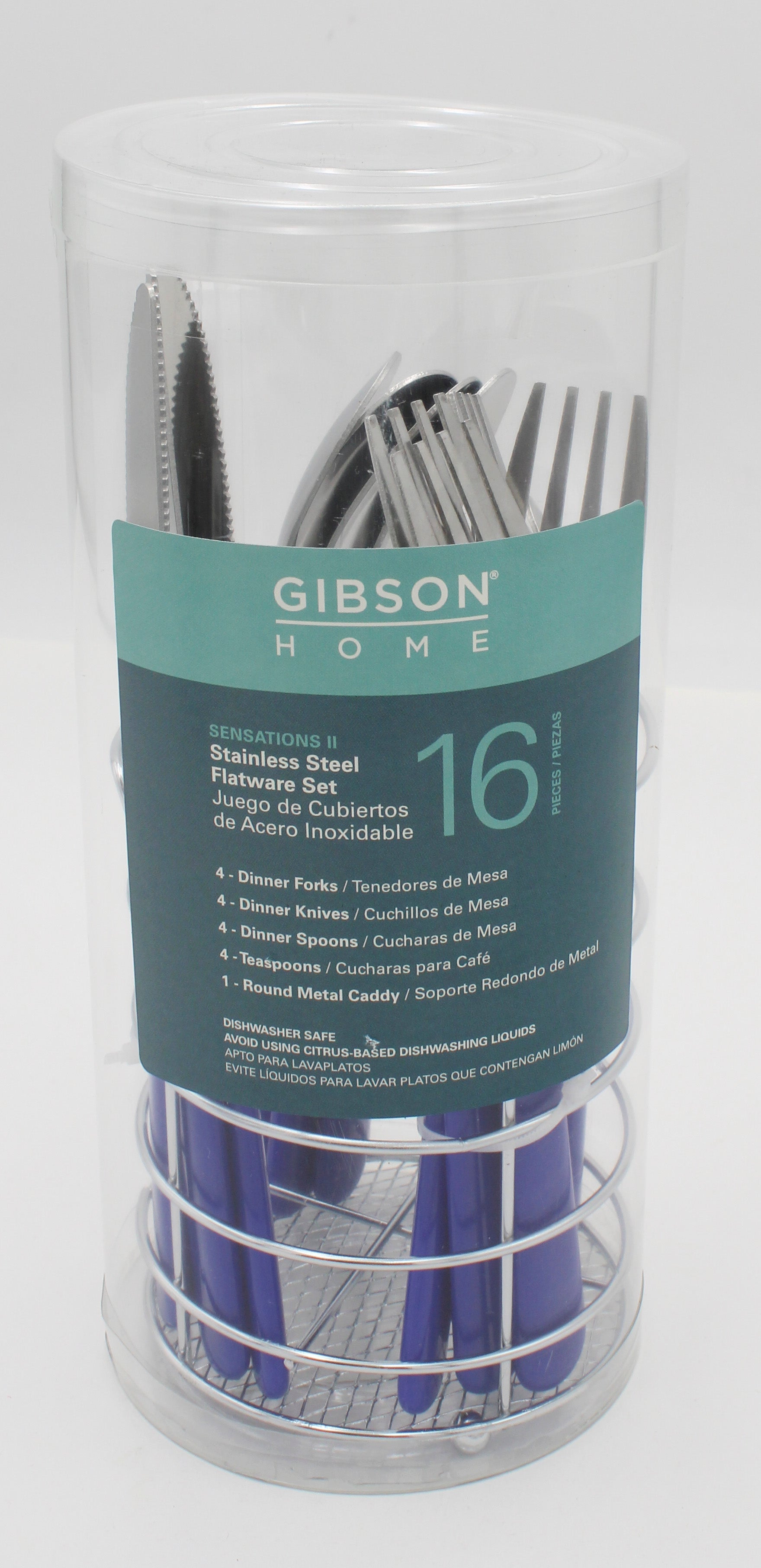 GIBSON EVERYDAY STAINLESS STEEL FLATWARE SET - COBALT 16pc NI