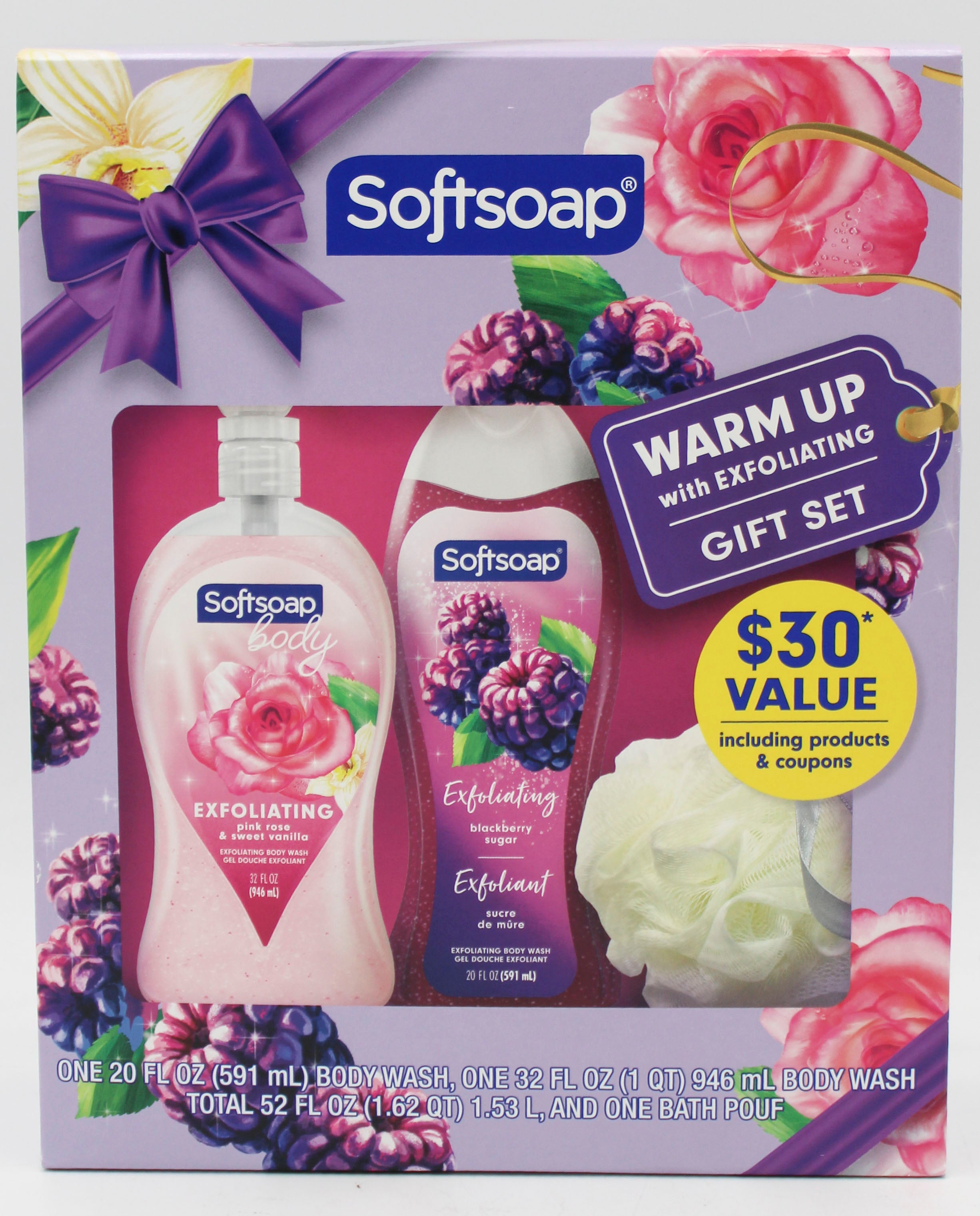 SOFTSOAP BODY WASH EXFOLIATING GIFT SET 2pc W/ LOOFAH NI