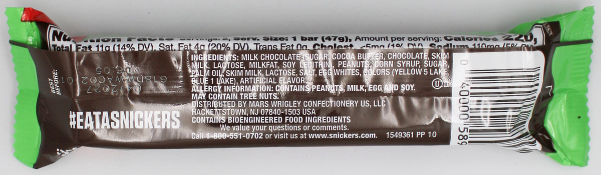 SNICKERS GHOUL GREEN HALLOWEEN SHARE SIZE 3.29oz BB 04/30/2027