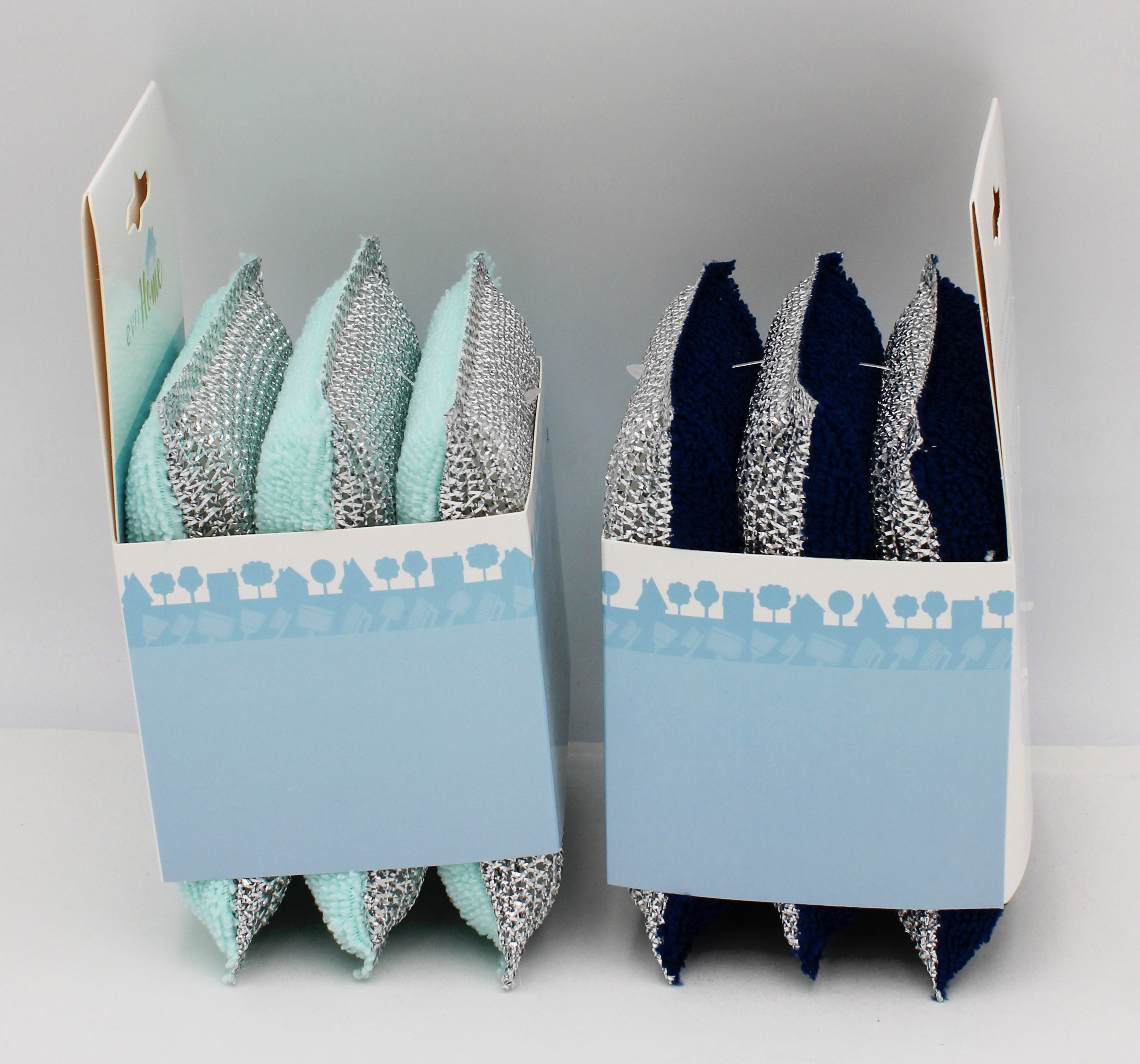 3PK MICROFIBER SCOURER SPONGES- AQUA AND INK NI