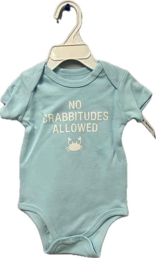 NO CRABBITUDES ONESIE 3-6 MONTHS