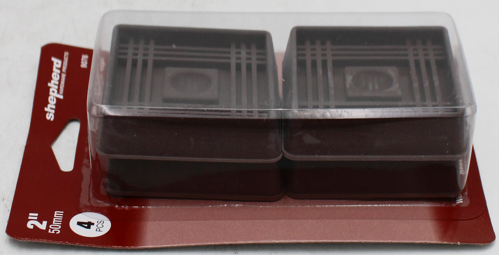 2" BROWN SQUARE RUBBER CASTOR CUP (4PK).