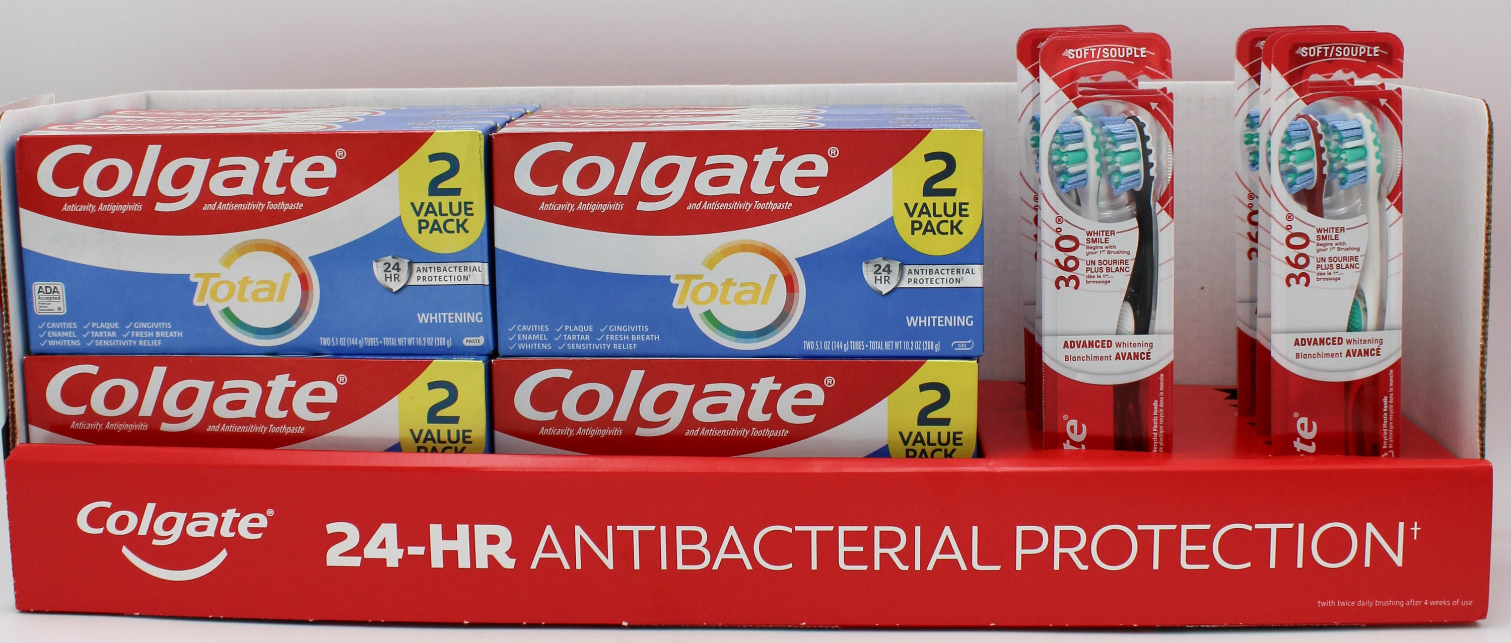 COLGATE TOTAL/360 MIXED TOOTHBRUSH/TOOTHPASTE DISPLAY NI