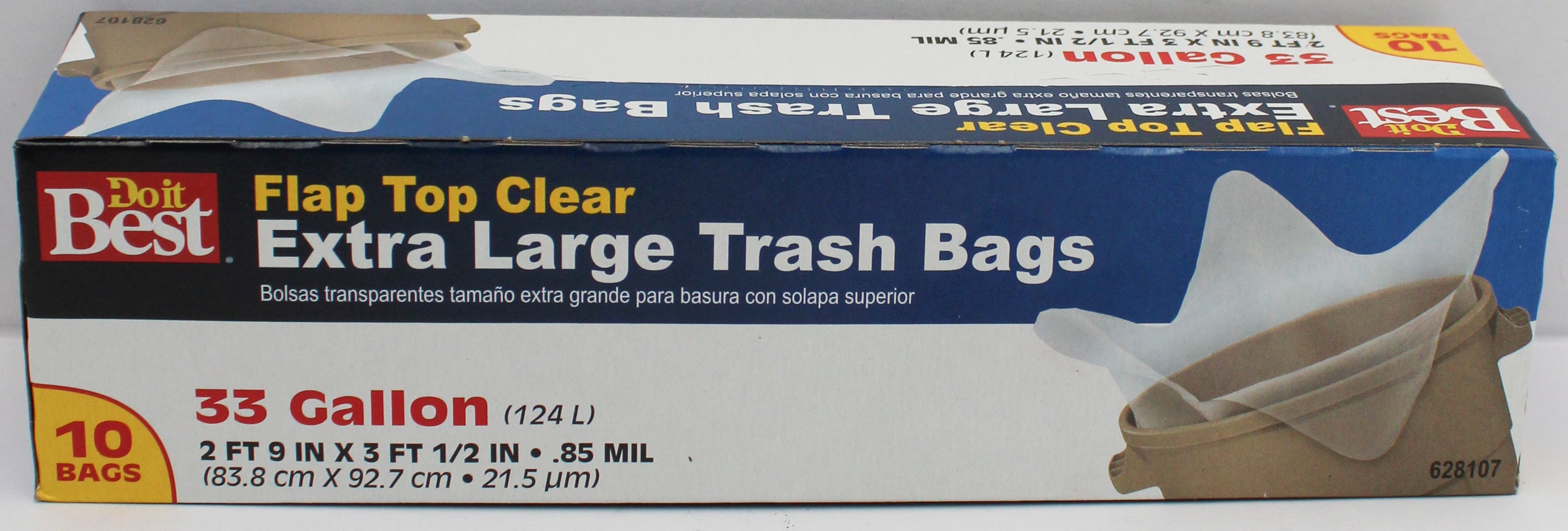 DO IT BEST 10CT 33 GALLON FLAP TIE WASTE BAG CLEAR NI
