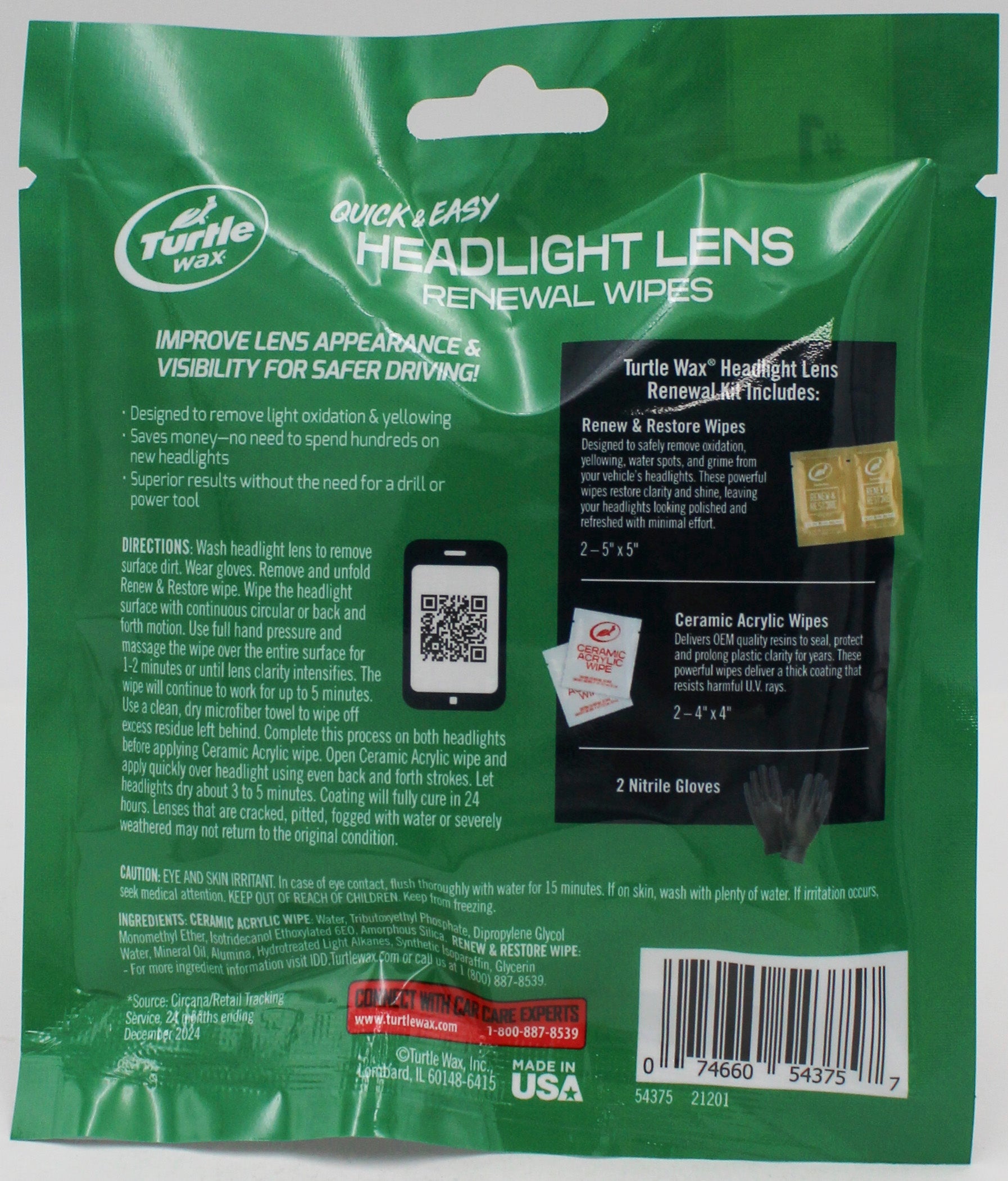 SP TURTLE WAX QUICK & EASY HEADLIGHT LENS RENEWAL WIPES