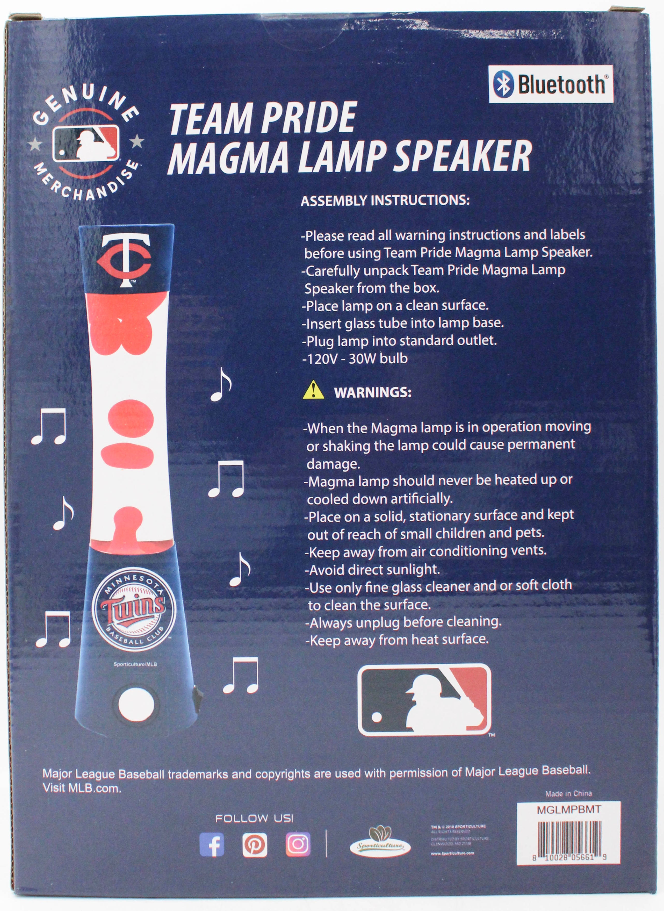 MLB MINNESOTA TWINS LAVA LAMP SPEAKER 16.5"