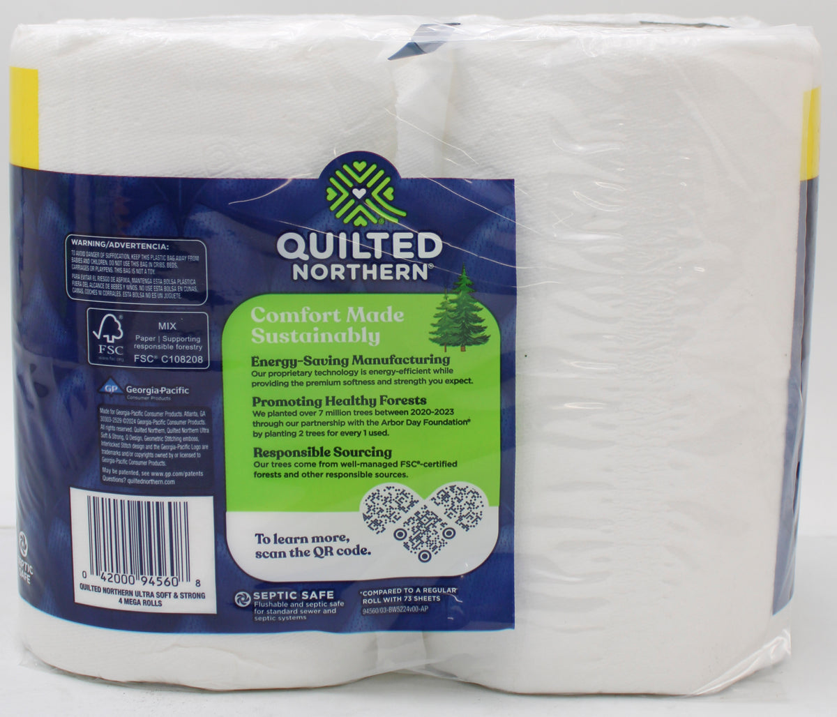 4 MEGA ROLL ULTRA SOFT AND STRONG QUILTED NORTHERN TOILET PAPER