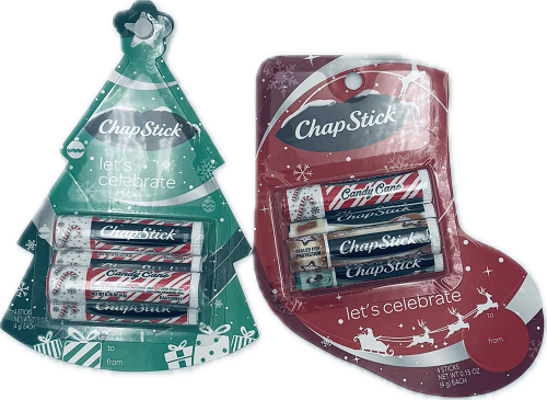CHAP STICK 4PACK 0.15oz XMAS ASSORTED 10CT HANGING DISPLAY EXP. 4/30/25 NI