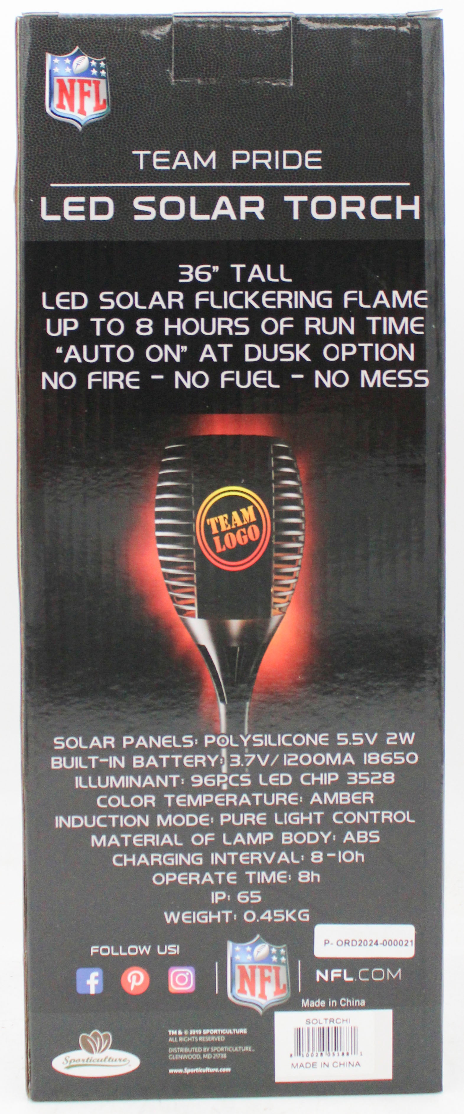 CHICAGO BEARS LED SOLAR TORCH  36"