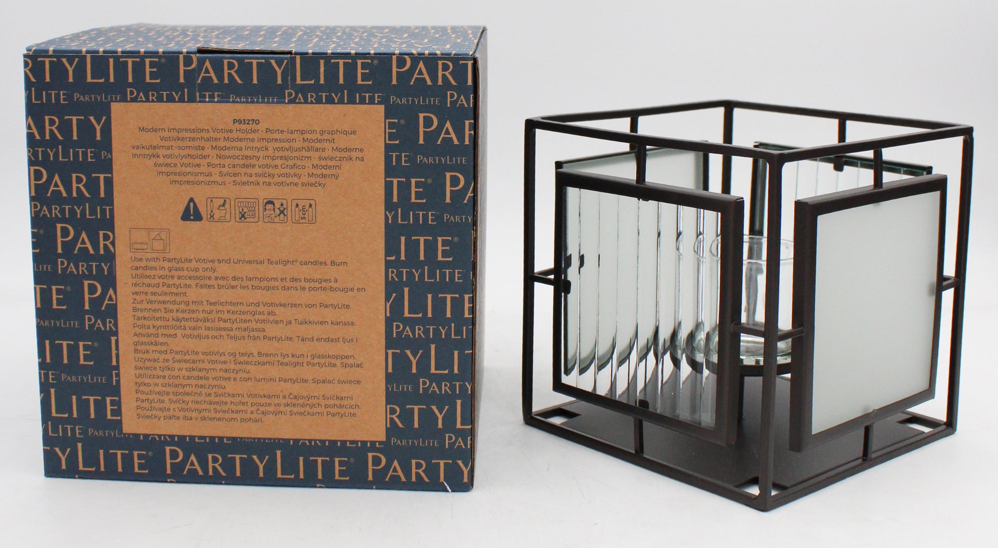 PARTYLITE MODERN IMPRESSIONS VOTIVE HOLDER 5 1/2"W x 5 1/2"H