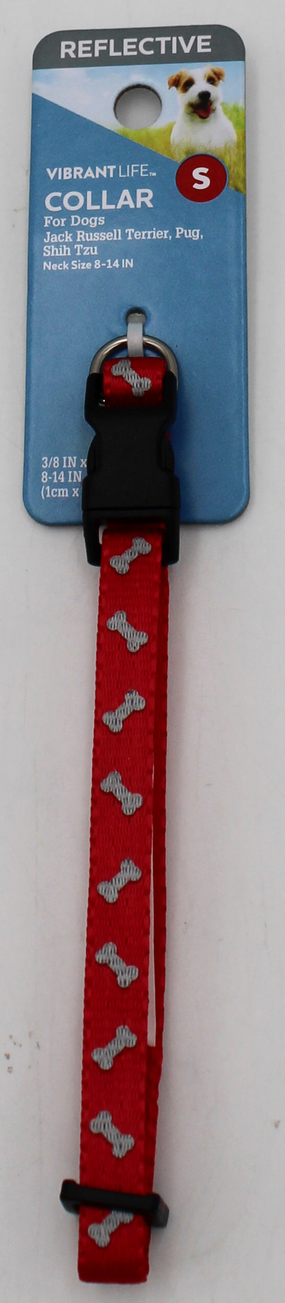 VIBRANT LIFE  SMALL REFLECTIVE BONES COLLAR RED