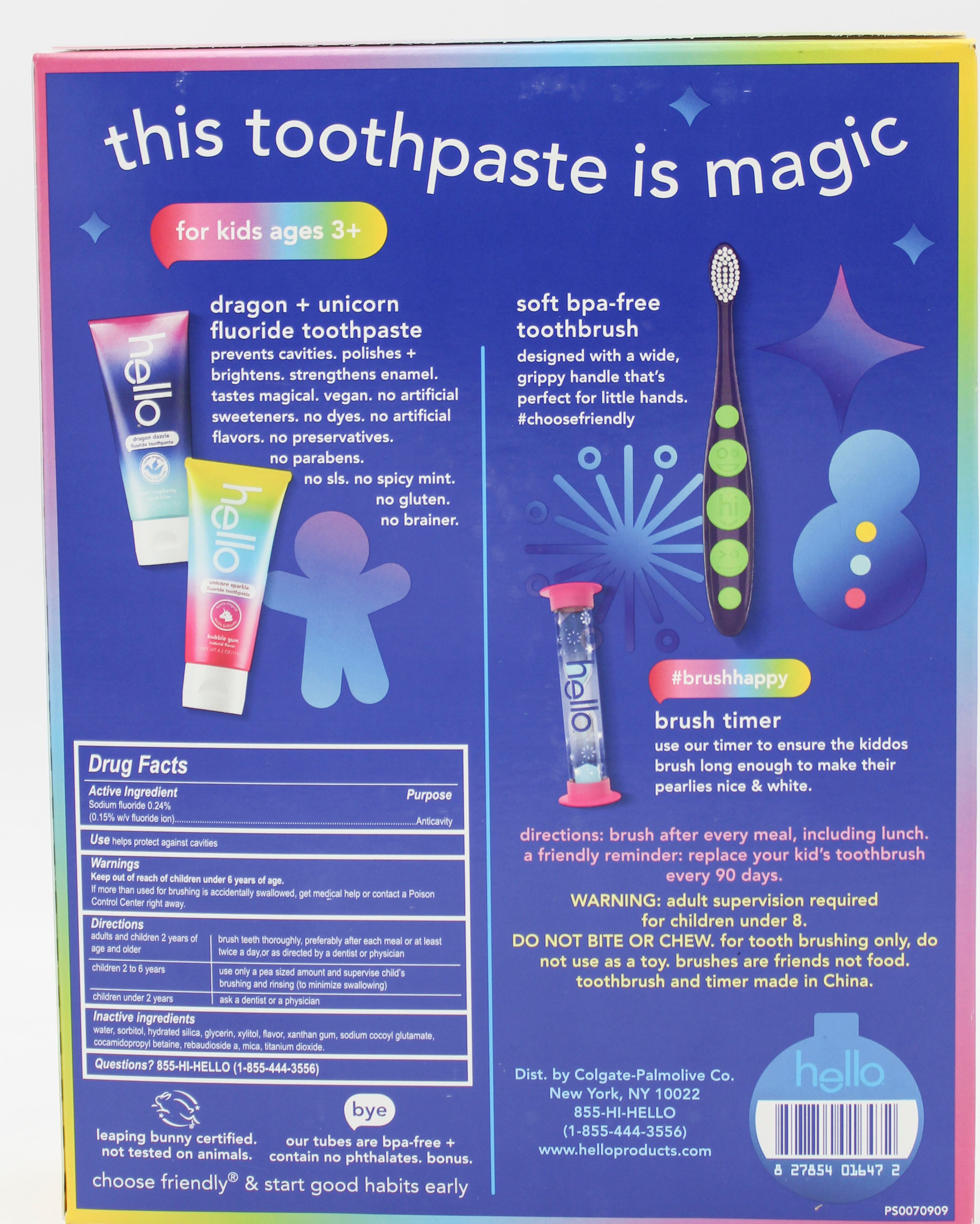 HELLO KIDS TOOTHPASTE/TOOTHBRUSH HOLIDAY GIFT SET 4pc NI