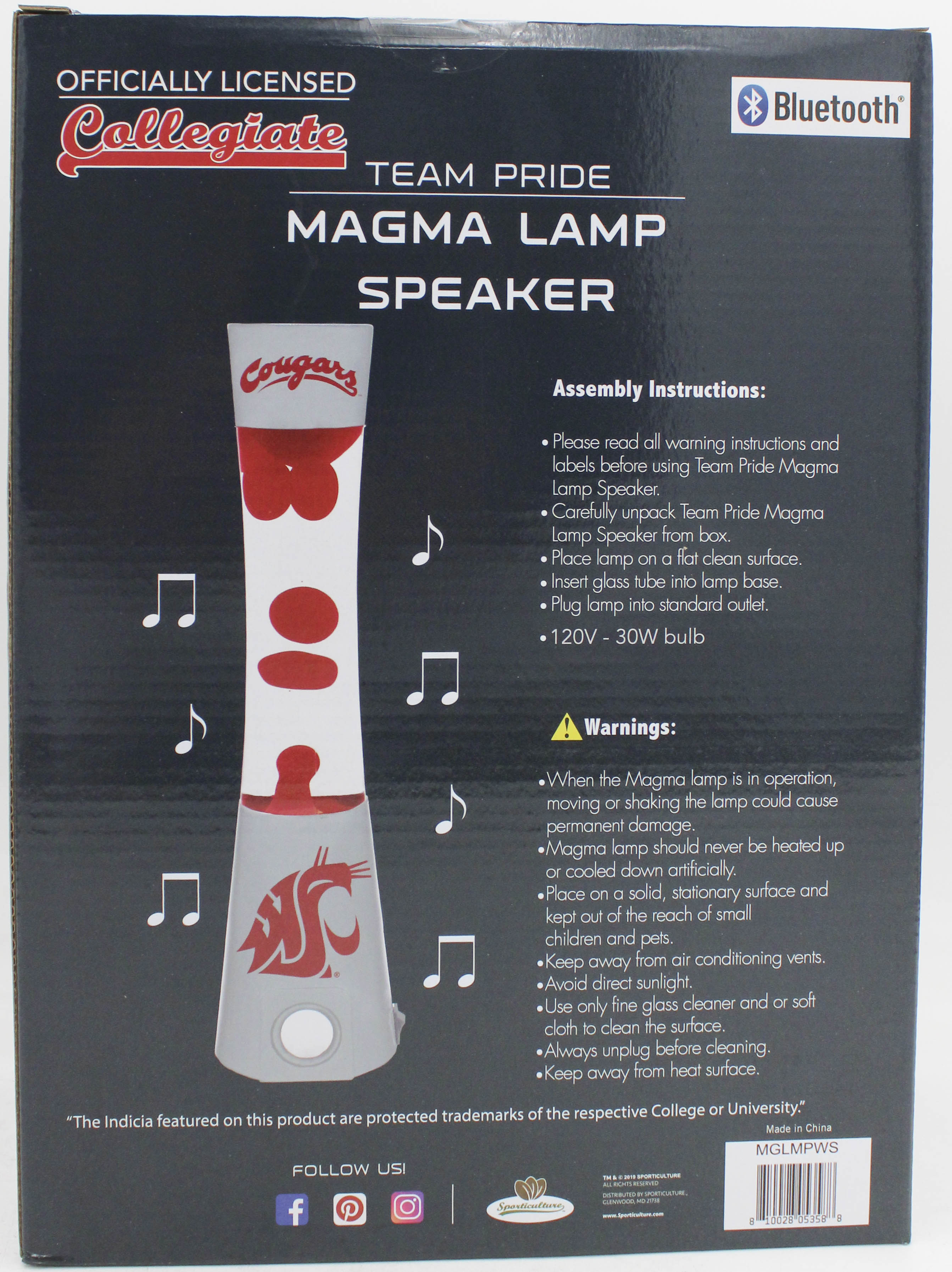 NCAA WASHINGTON STATE COUGARS LAVA LAMP SPEAKER 16.5"
