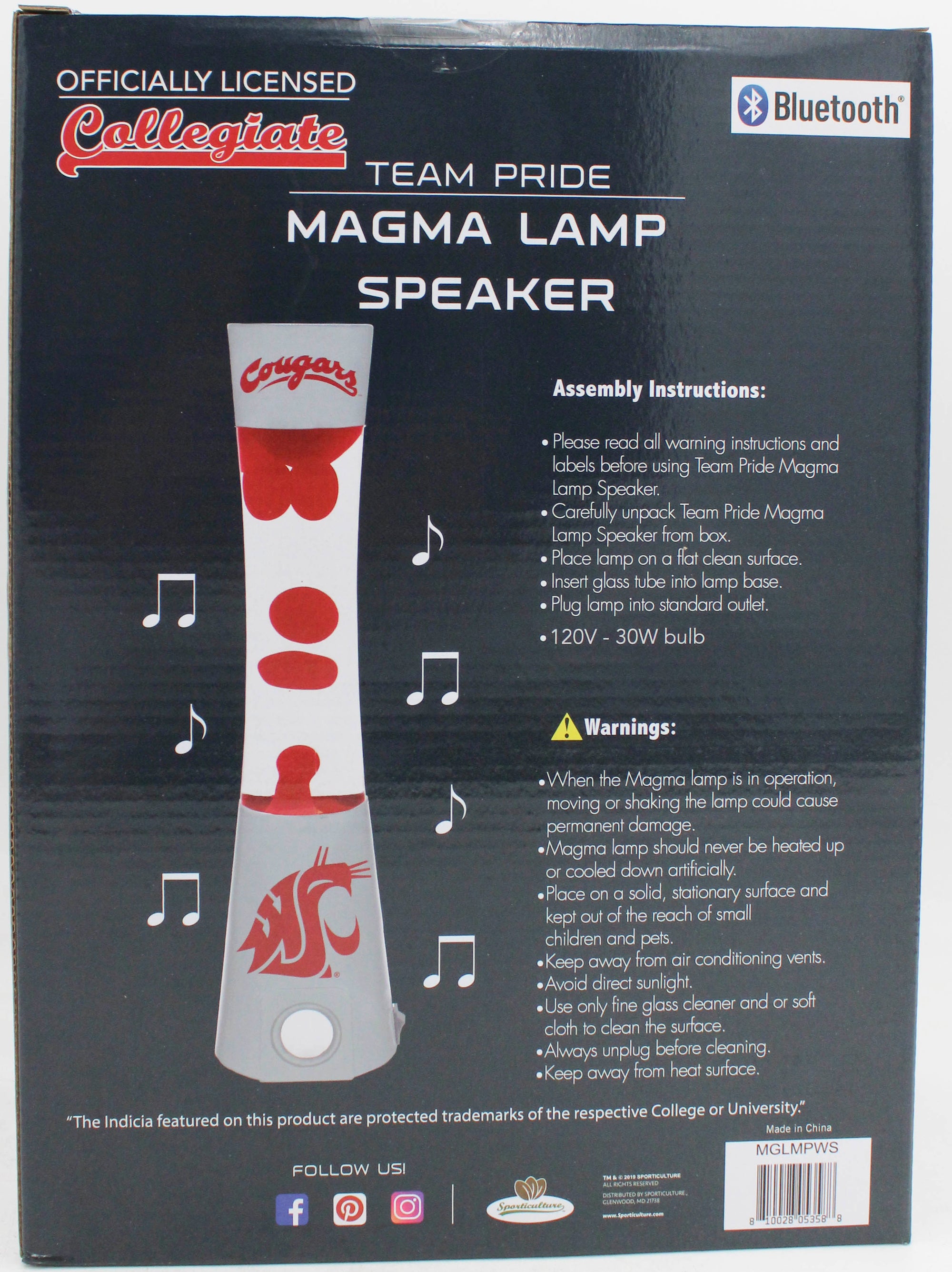 WASHINGTON STATE COUGARS LAVA LAMP SPEAKER 16.5"