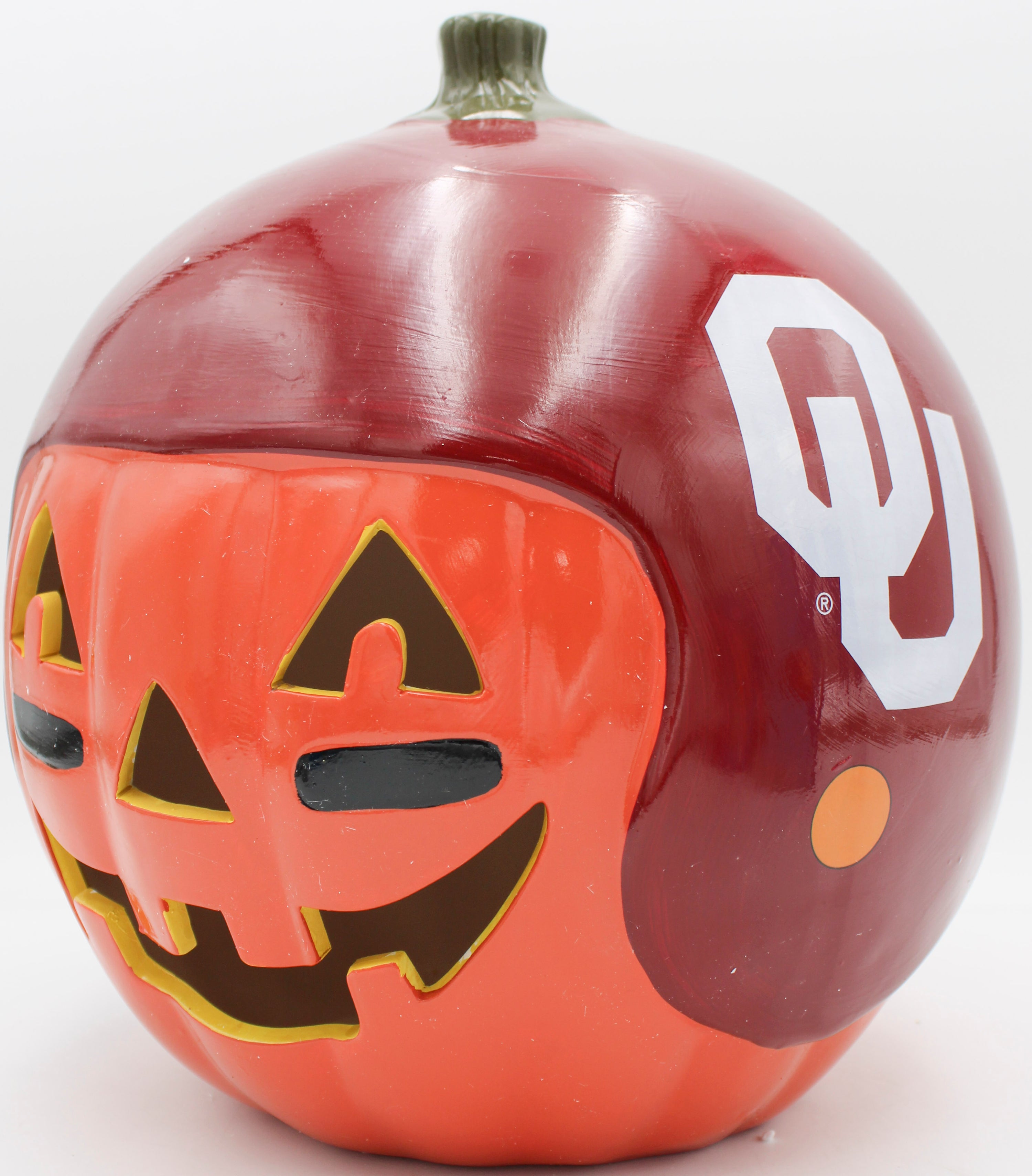 OFFICIALLY LICENCED OKLAHOMA SOONERS CERAMIC PUMPKIN HELMET 10"