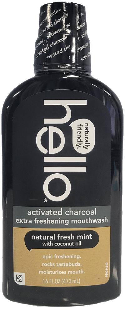 HELLO ACTIVATED CHARCOAL MOUTHWASH FRESH MINT 16oz EXP 08/31/24 NI