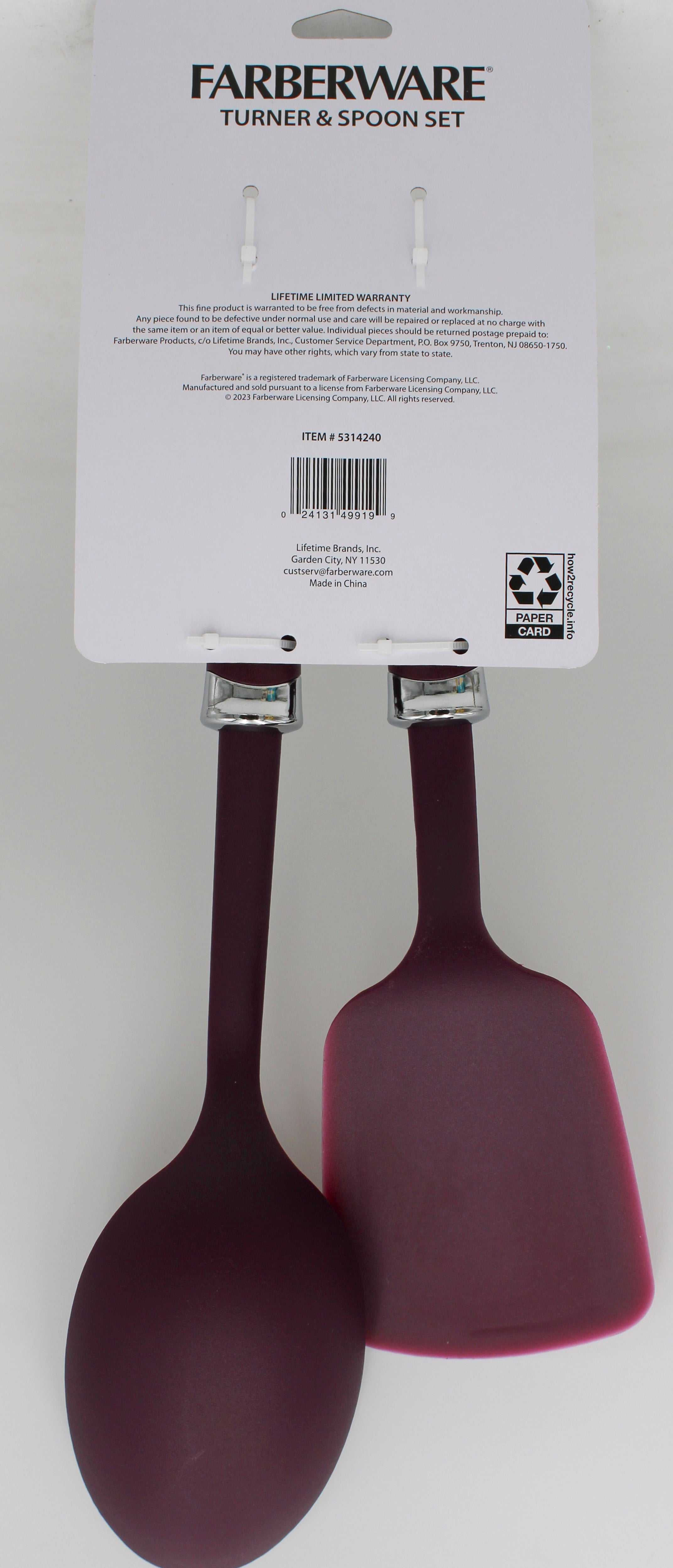 SET OF 2 FARBERWARE SHORT TURNER & SPOON SET - PURPLE NI