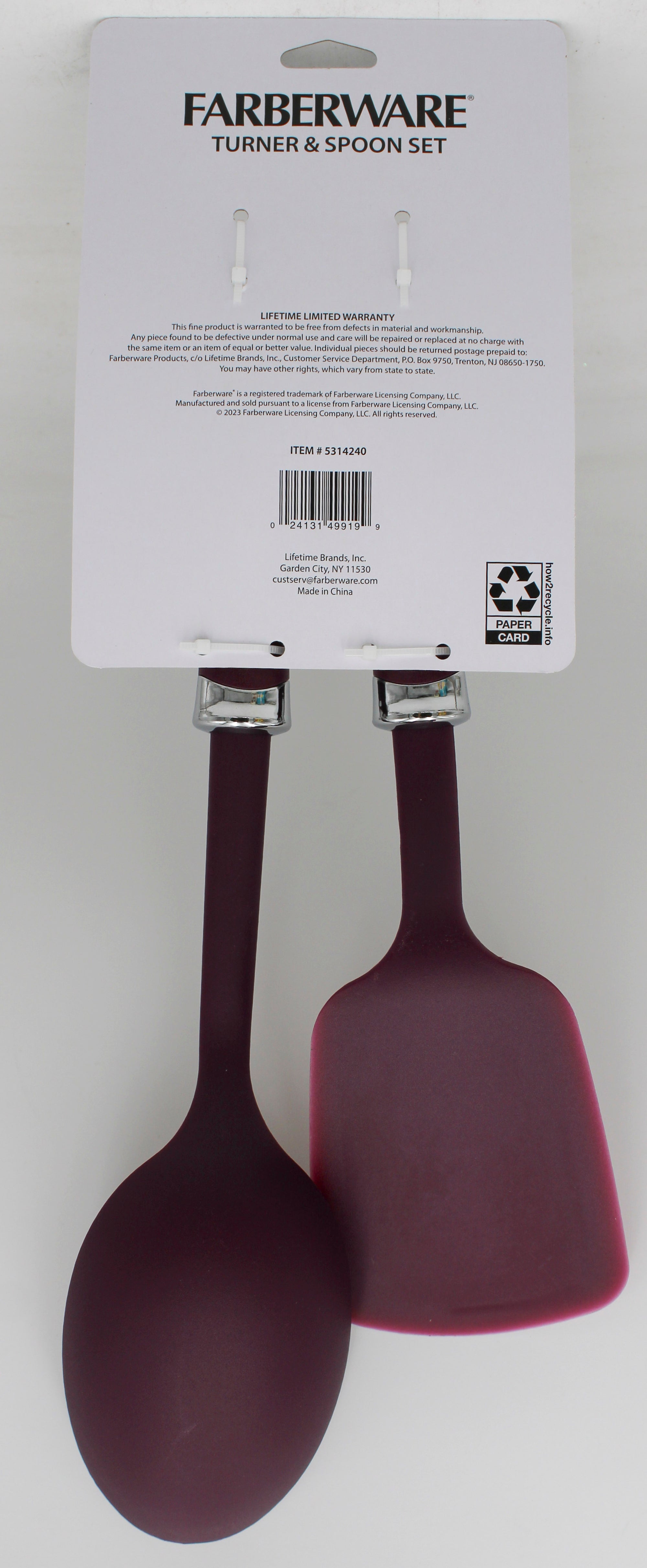 SET OF 2 FARBERWARE SHORT TURNER & SPOON SET - PURPLE NI