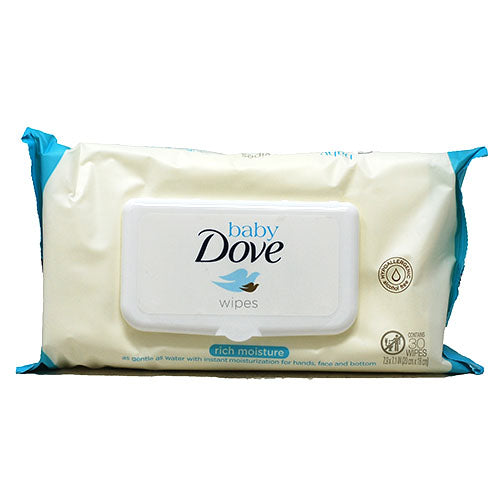 DOVE BABY WIPES 30CT-RICH MOISTURE.