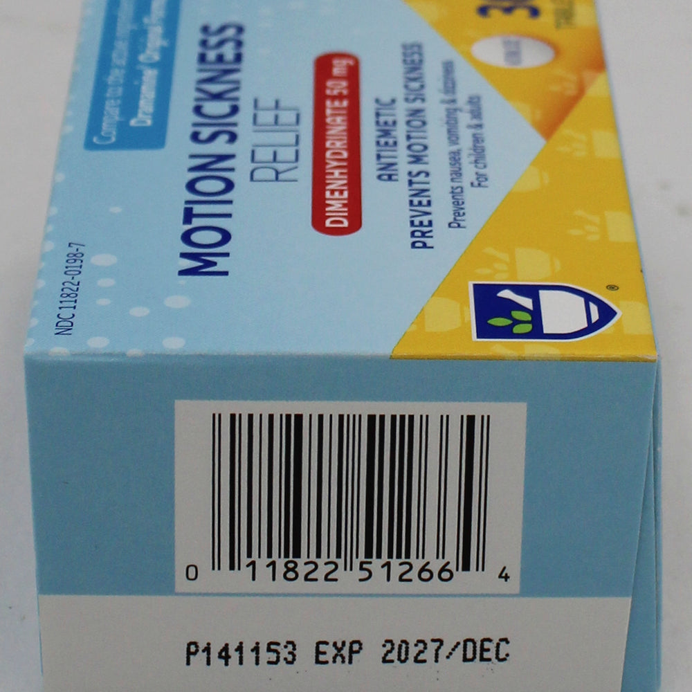 RITE AID MOTION SICKNESS RELIEF TABLETS 36ct EXP 12/15/2027 COMPARES TO Dramamine