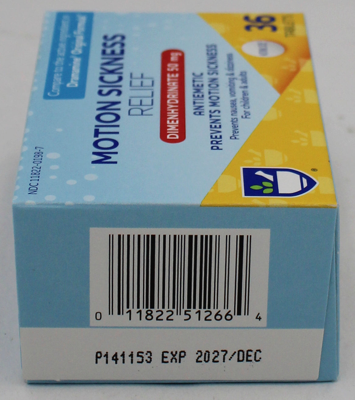RITE AID MOTION SICKNESS RELIEF TABLETS 36ct EXP 12/15/2027 COMPARES TO Dramamine