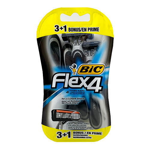 BIC FLEX4 MENS SHAVER 3CT+1 BONUS