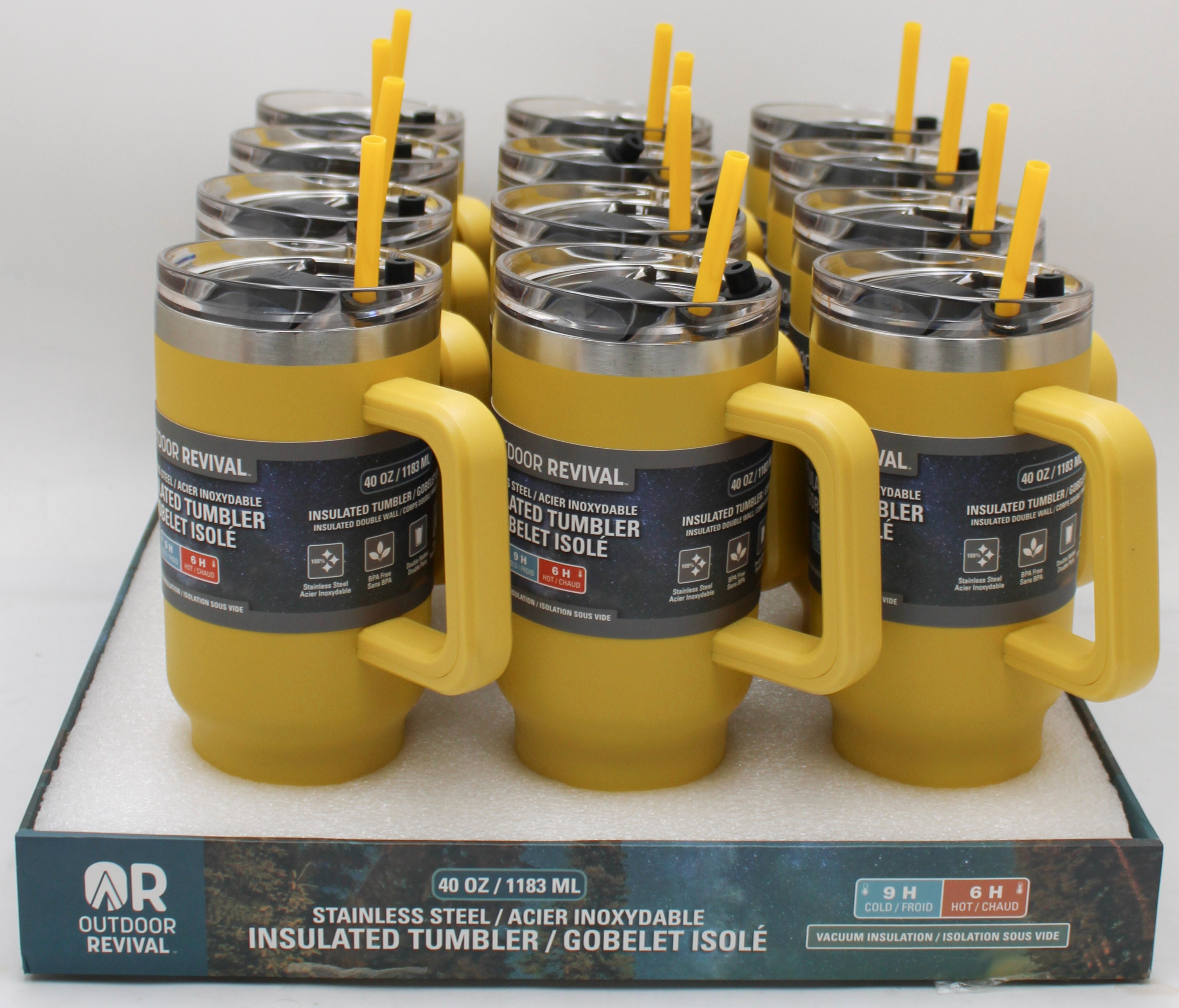 OUTDOOR REVIVAL 40 OZ STAINLESS STEEL TUMBLER SUNFLOWER