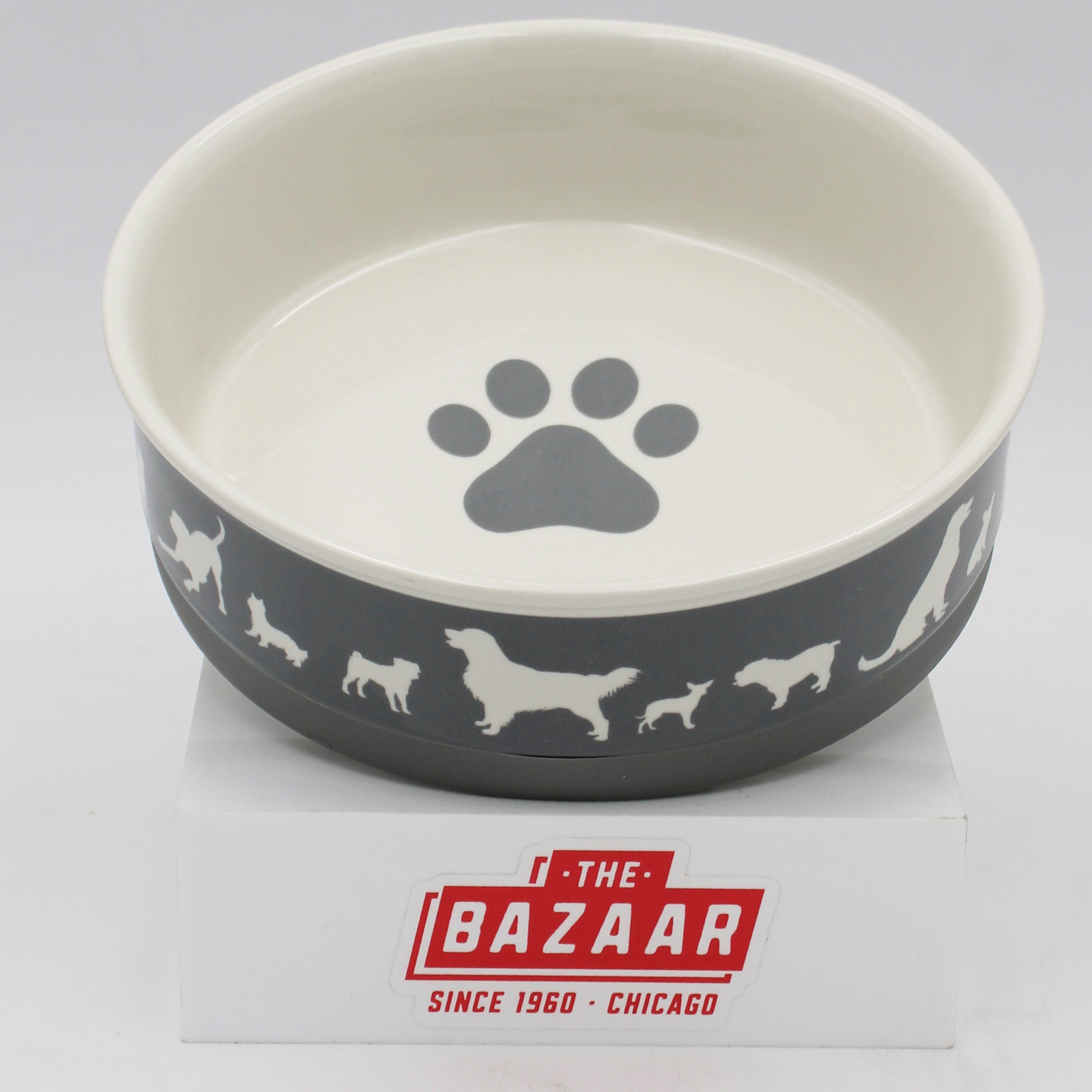 PET BOWL - DOG SHOW GRAY - LARGE 7.5Dx2.4H