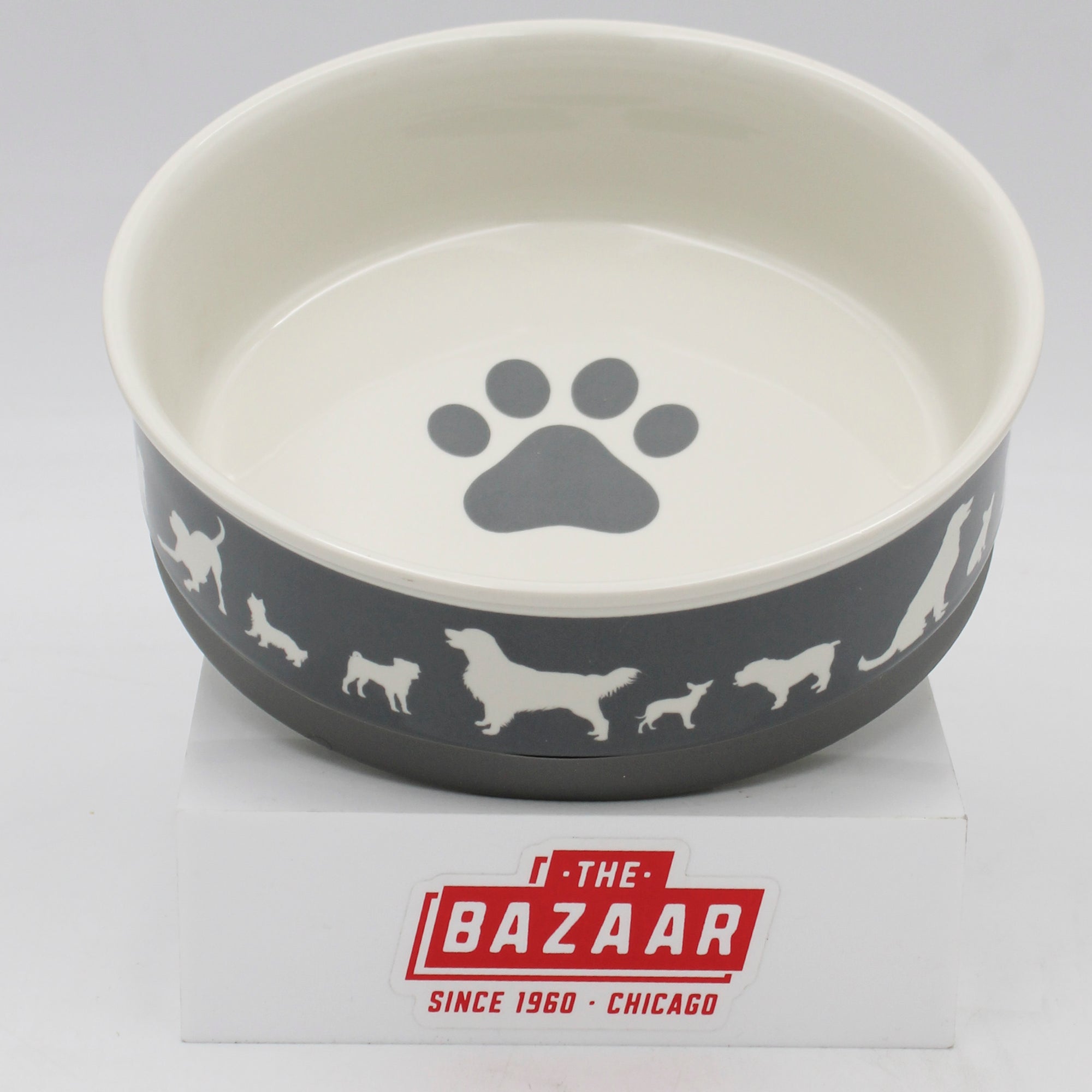 PET BOWL - DOG SHOW GRAY - LARGE 7.5Dx2.4H