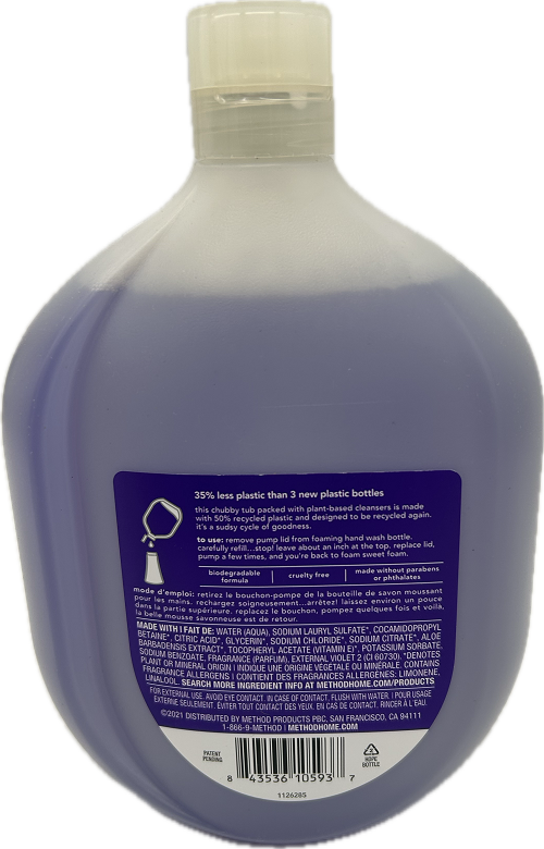 METHOD FOAMING HAND WASH FRENCH LAVENDER REFILL 28floz US