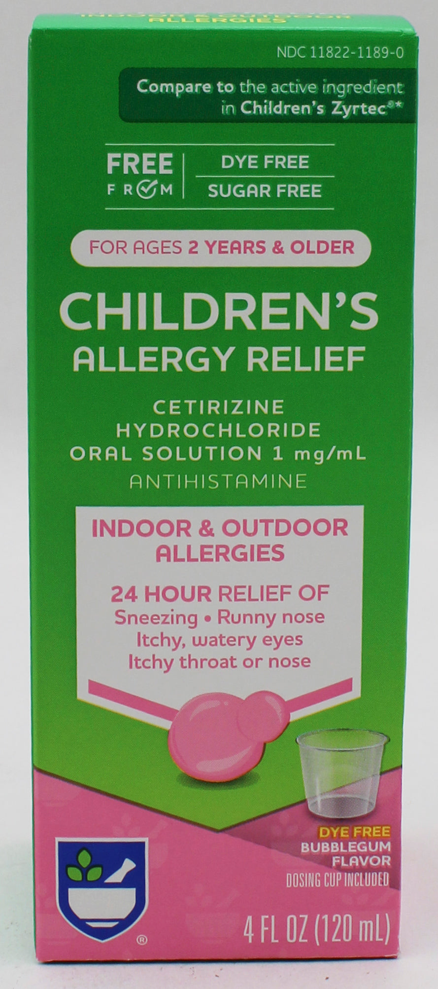 RITE AID CHILDREN'S ALLERGY RELIEF BUBBLEGUM 4oz EXP 12/31/2026 COMPARES TO Zyrtec