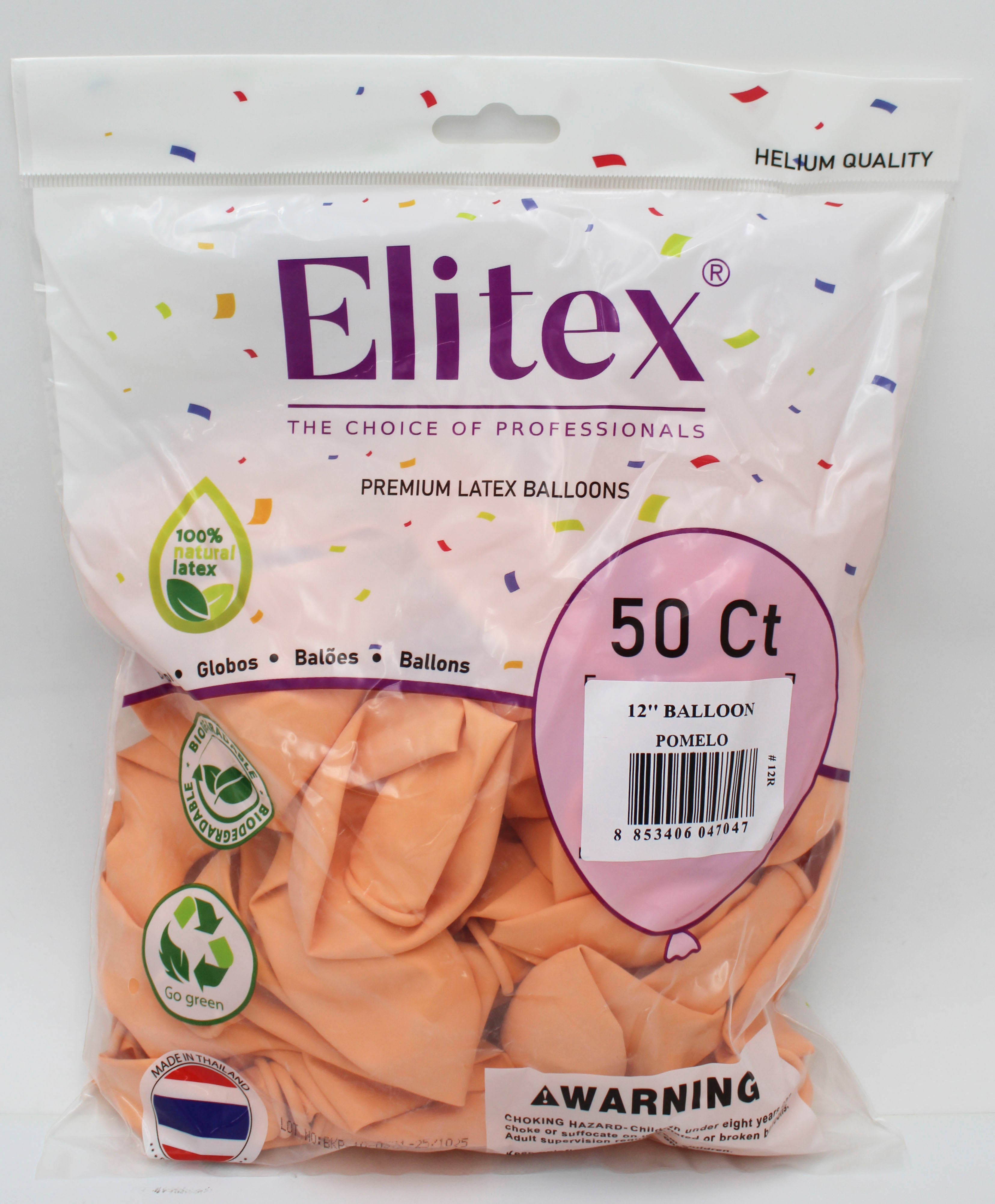 ELITEX 12" SMOOTHIE POMELO ROUND BALLOON, 50 PACK