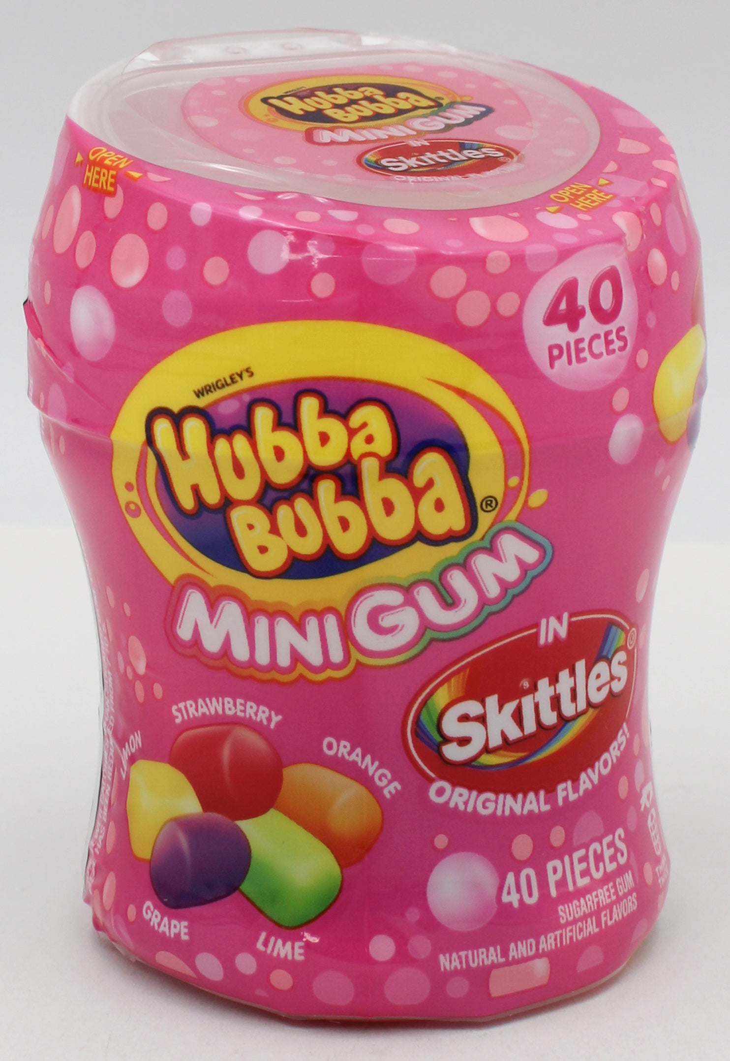 HUBBA BUBBA SUGAR FREE MINIS SKITTLES GUM BOTTLE 40pc BB 7/16/2026