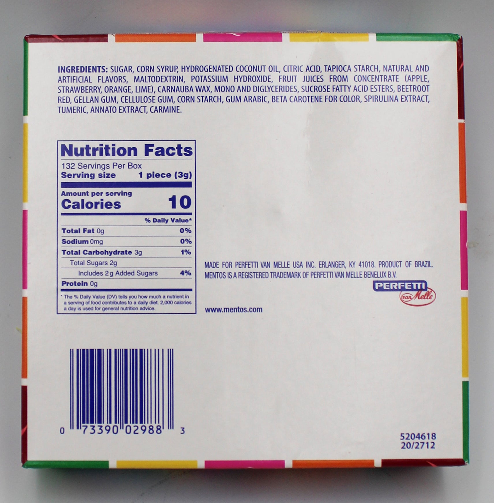MENTOS Roll Rainbow 1.05oz - 12ct Display Tray