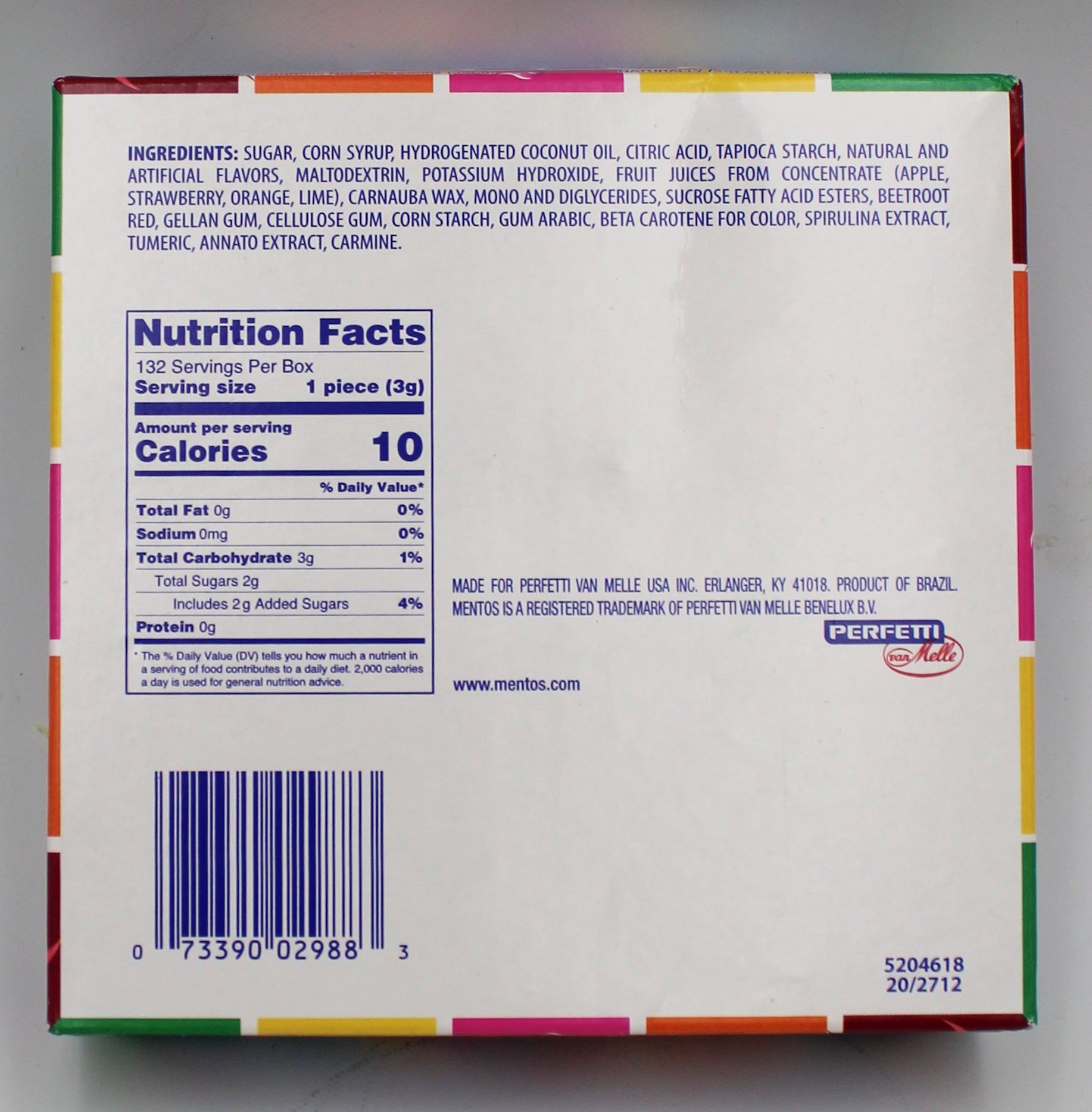 MENTOS Roll Rainbow 1.05oz - 12ct Display Tray