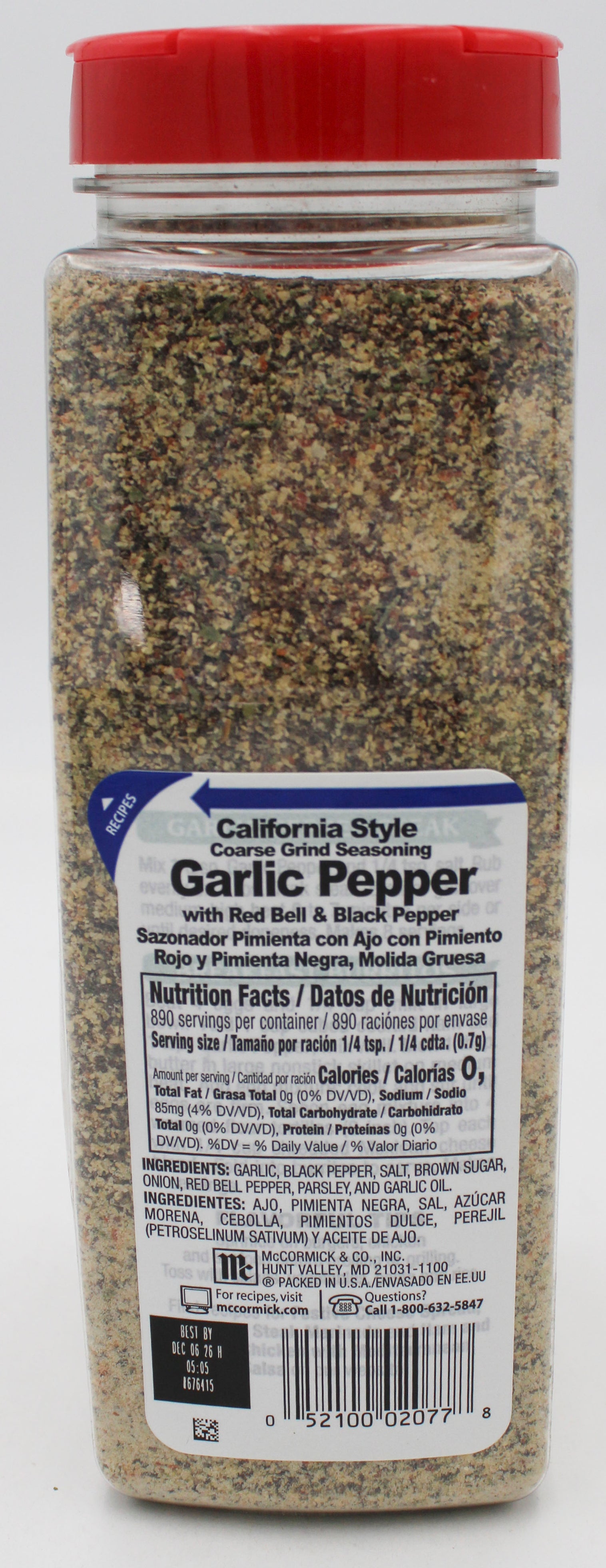 MCCORMICK GARLIC PEPPER CALIFORNIA STYLE 22 Oz BB 12/6/26