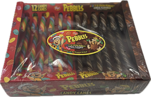 POST CANDY CANES 12CT 5.29oz FRUITY / COCOA PEBBLES BEST BY 5/25/25