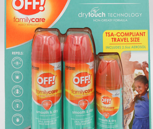 OFF FAMILY CARE INSECT REPELLENT SMOOTH & DRY 3PACK 2-6oz 1-2.5oz US DISPLAY
