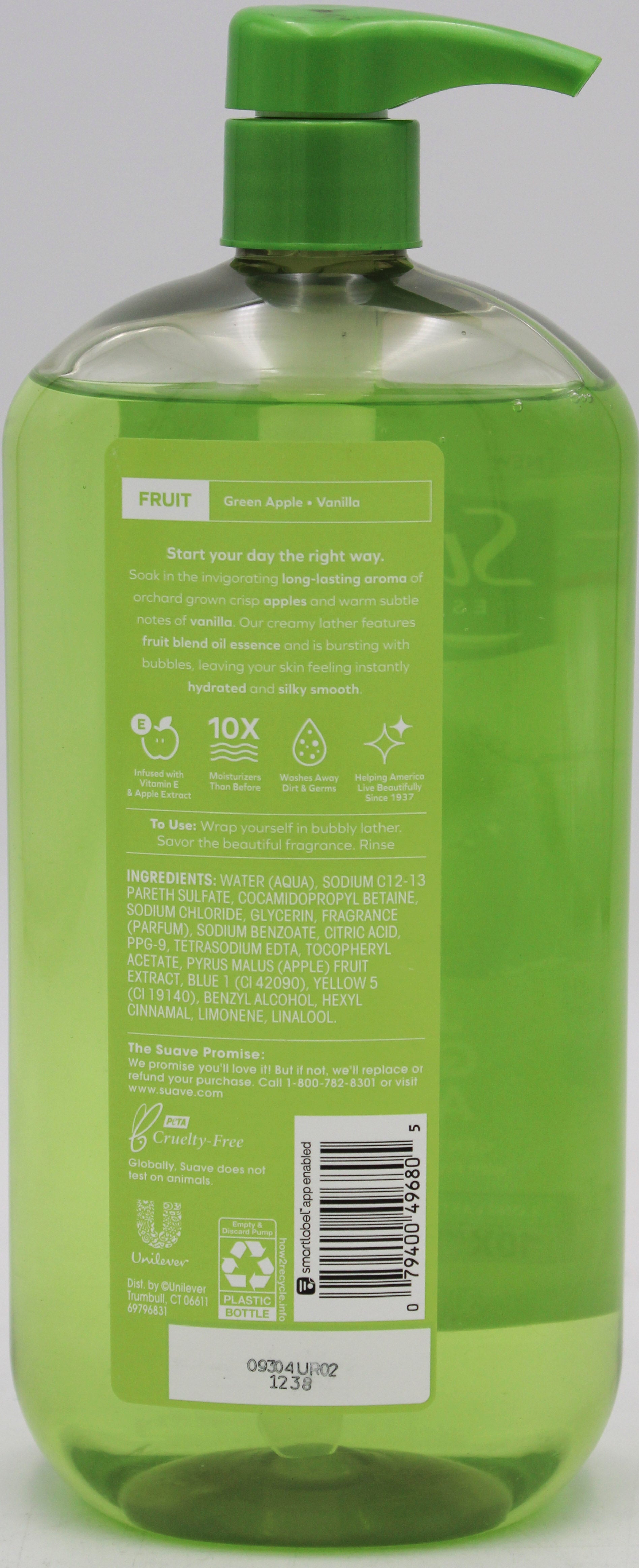 SUAVE BODY WASH W/ PUMP JUICY GREEN APPLE 30oz