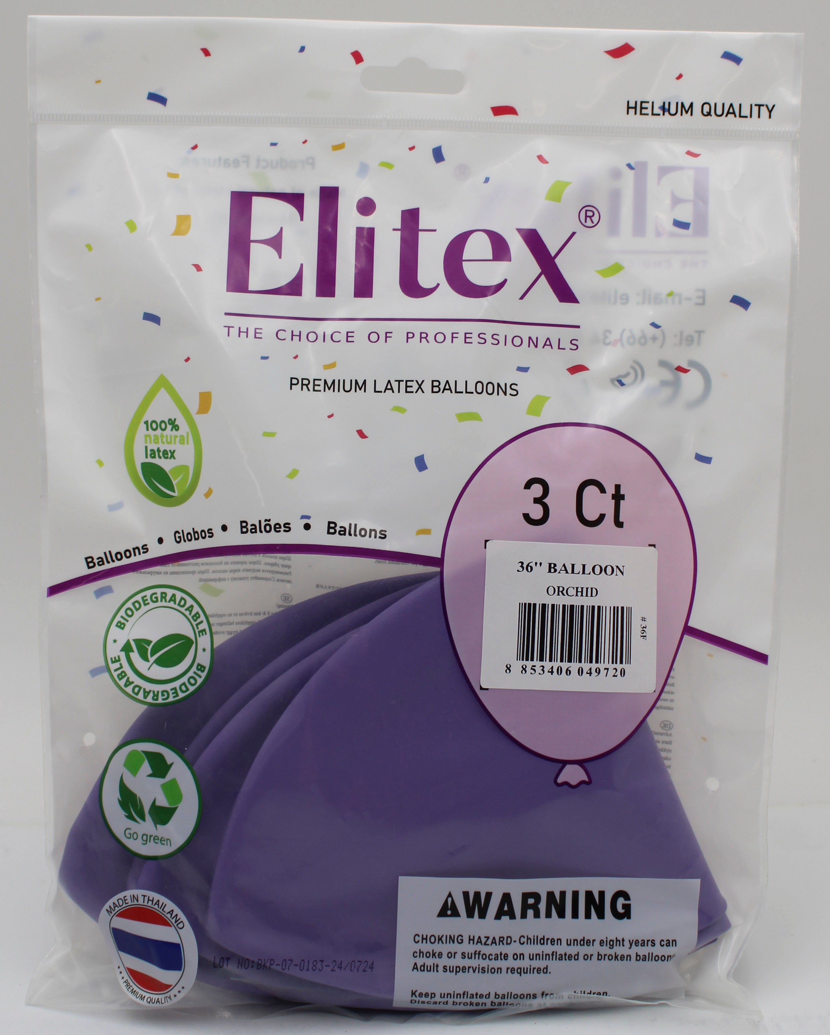 ELITEX 36" ORCHID ROUND BALLOON, 3 PACK