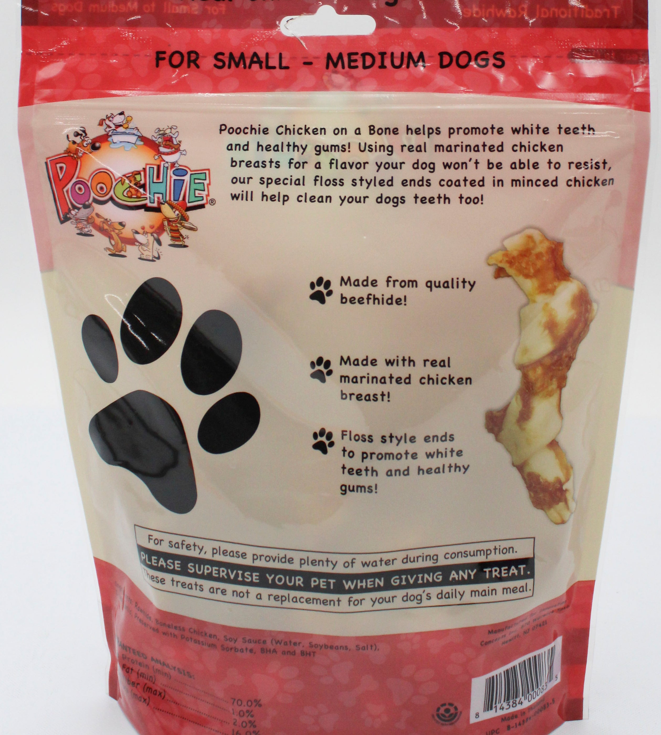 POOCHIE CHICKEN ON A BONE DOG TREAT 12 CT 8.4oz.