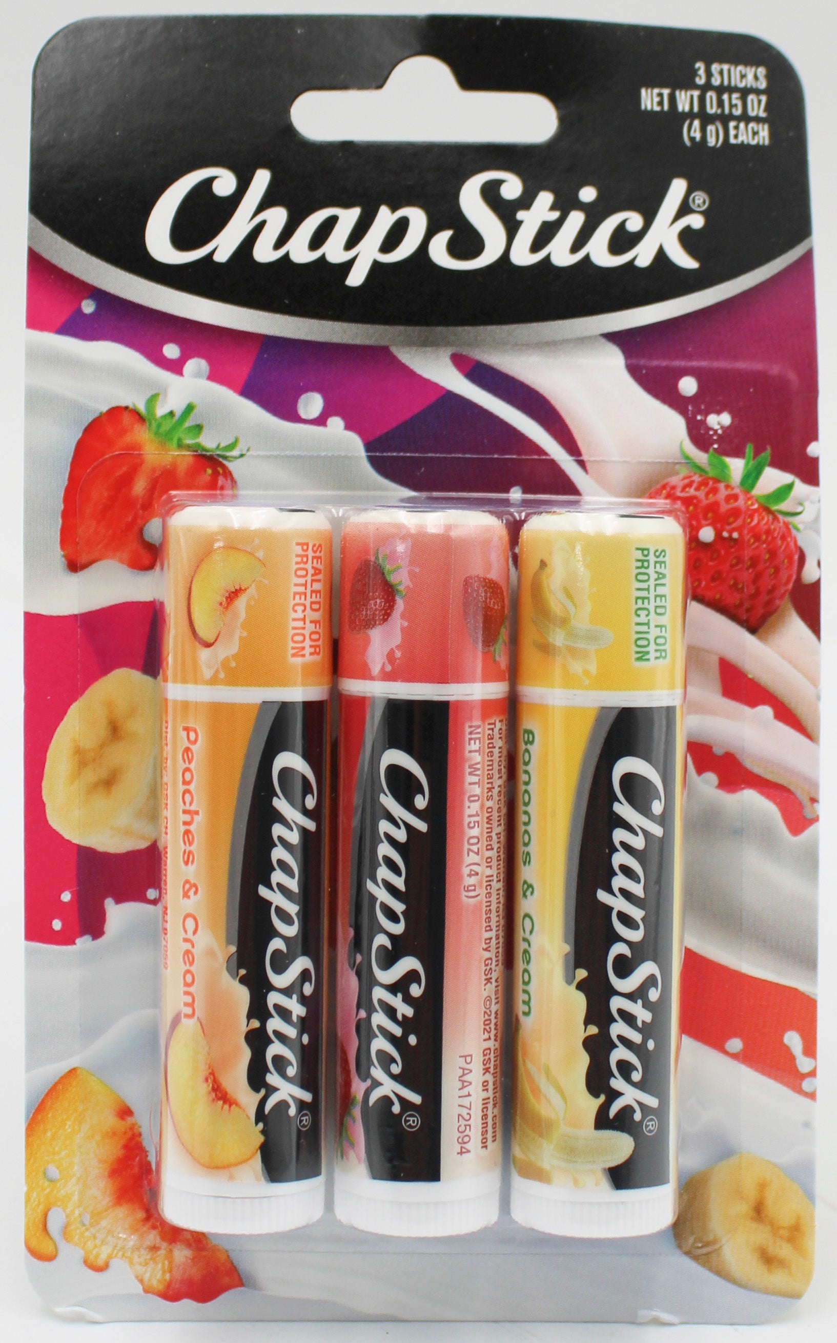 CHAPSTICK  3PK FRUIT N CREAM .45OZ 10/31/2027