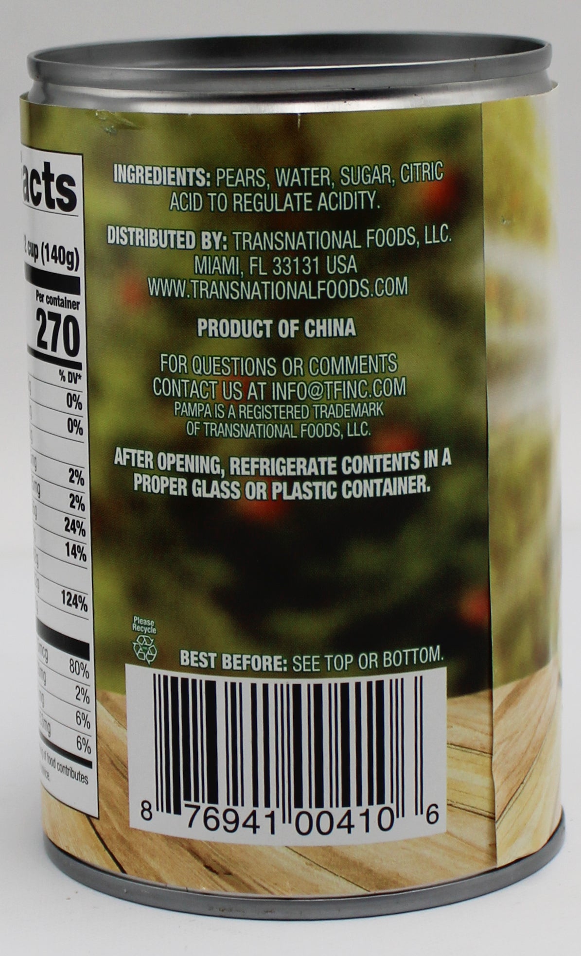 PAMPA PEAR HALVES LIGHT SYRUP 15 OZ BB 3/20/27