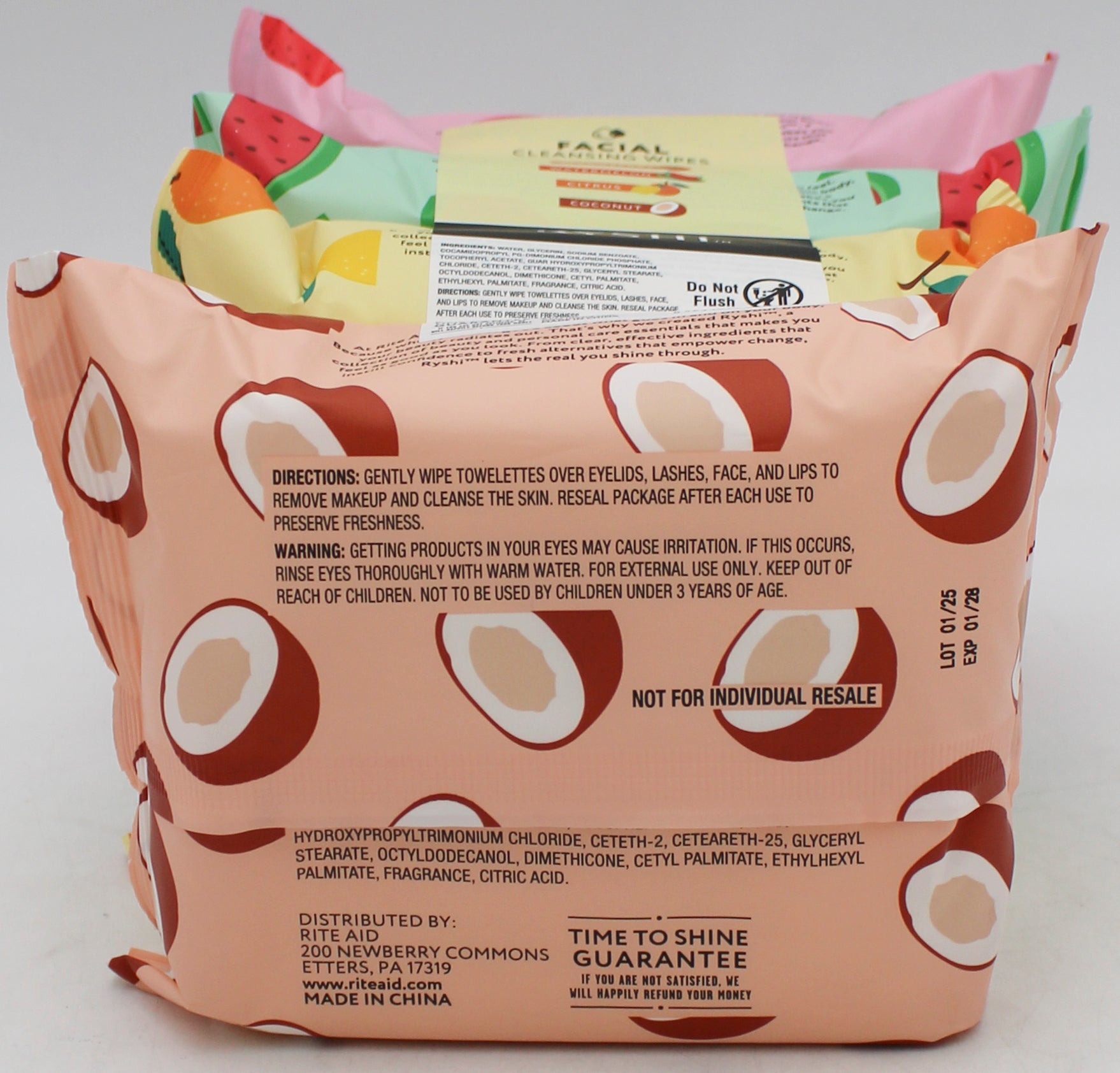 RITE AID RYSHI 30ct FACIAL CLEANSING WIPES 4PACK